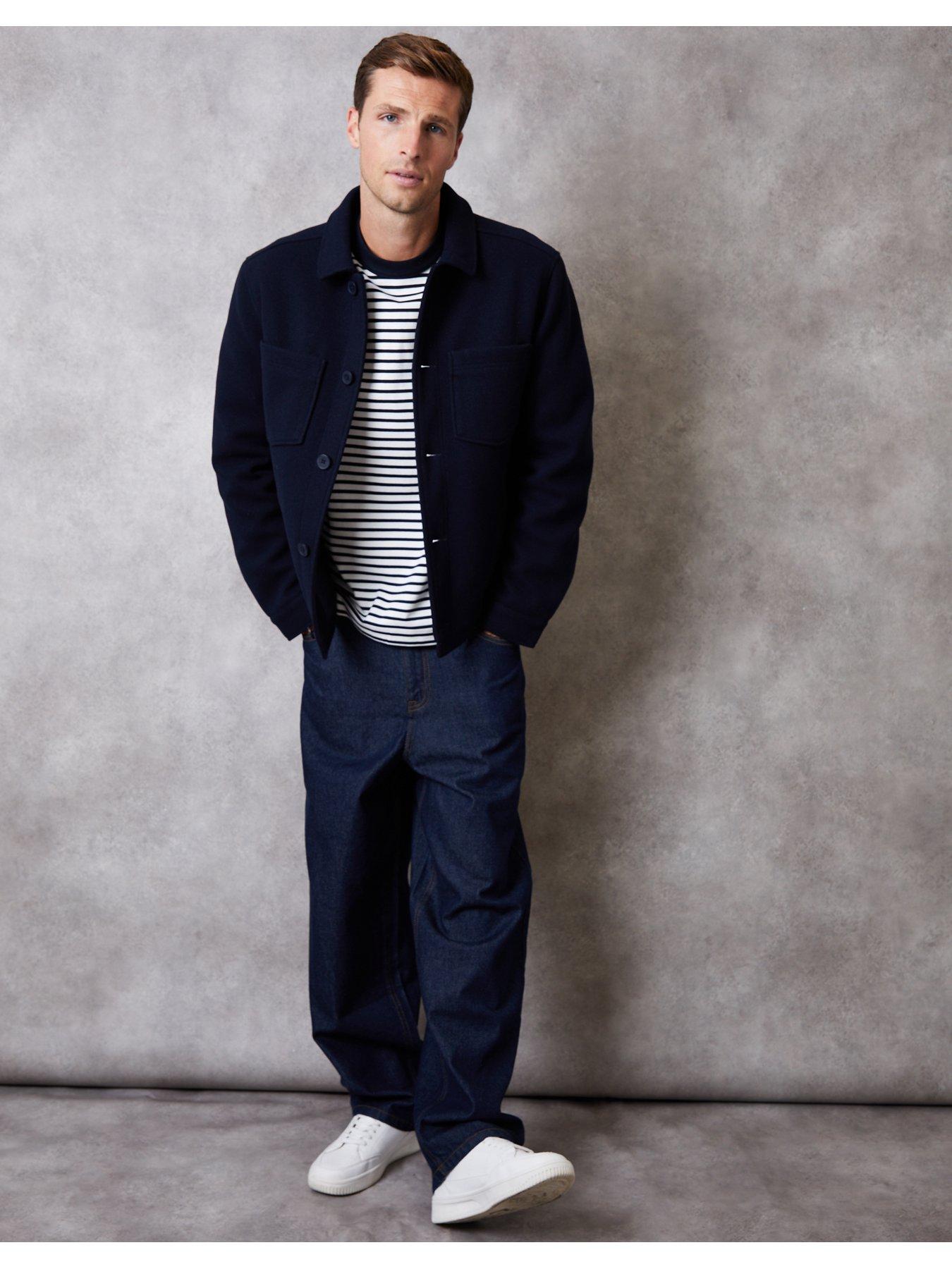 Image 3 of 5 of Threadbare Mens Faux Wool Collared Patch Pocket Jacket - Navy