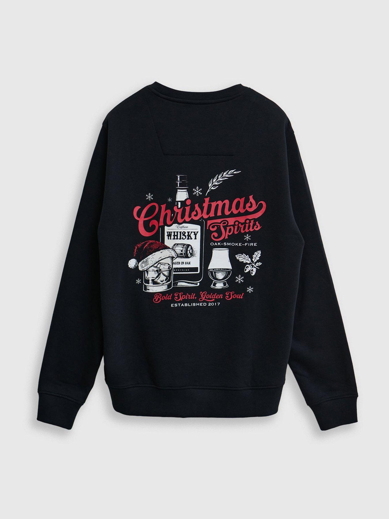 Image 5 of 5 of Threadbare Mens Xmas Fleece Crew Happy Holiday - Black