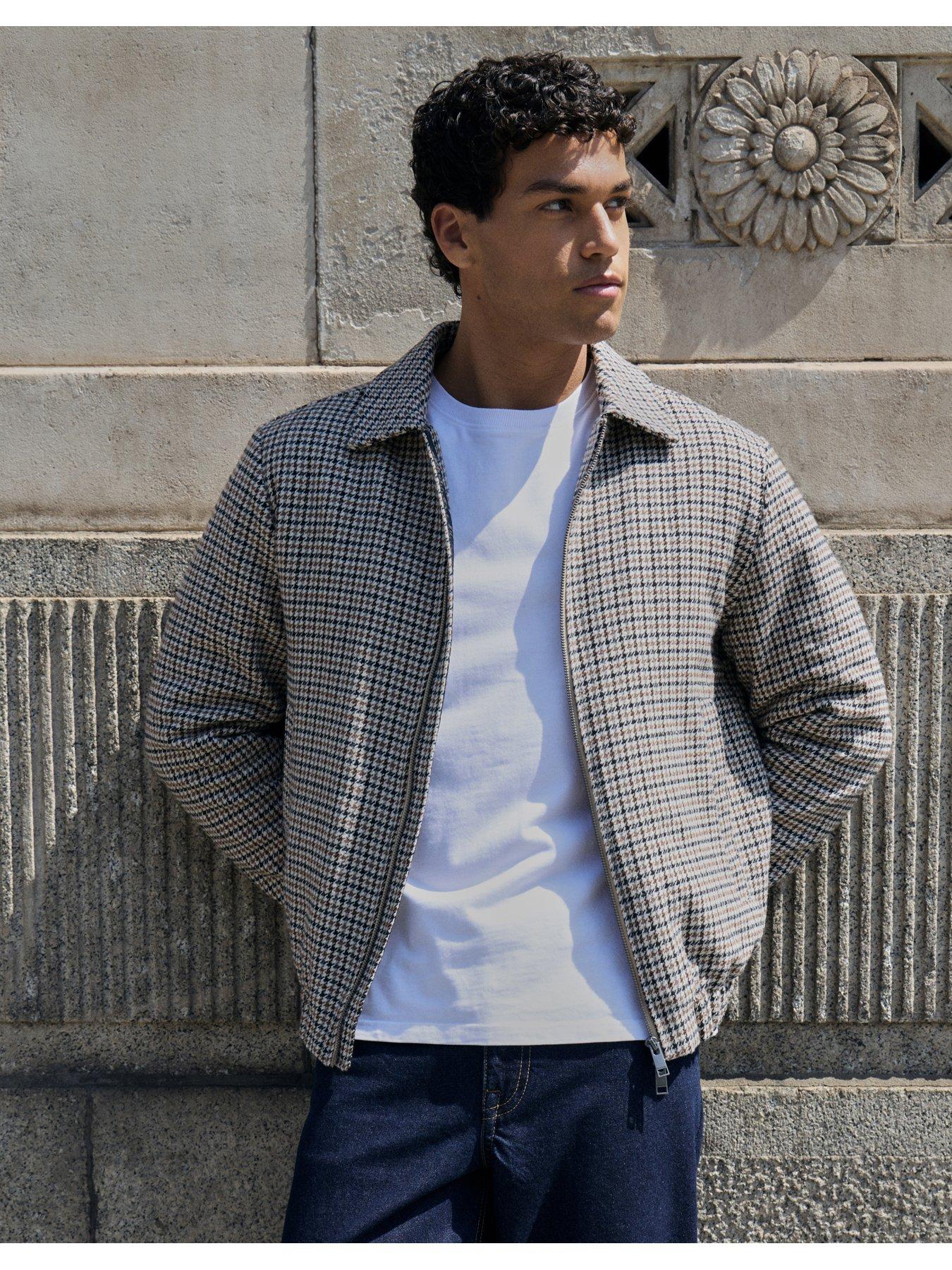Image 1 of 7 of Threadbare Faux Wool Collared Jacket In Brown Check