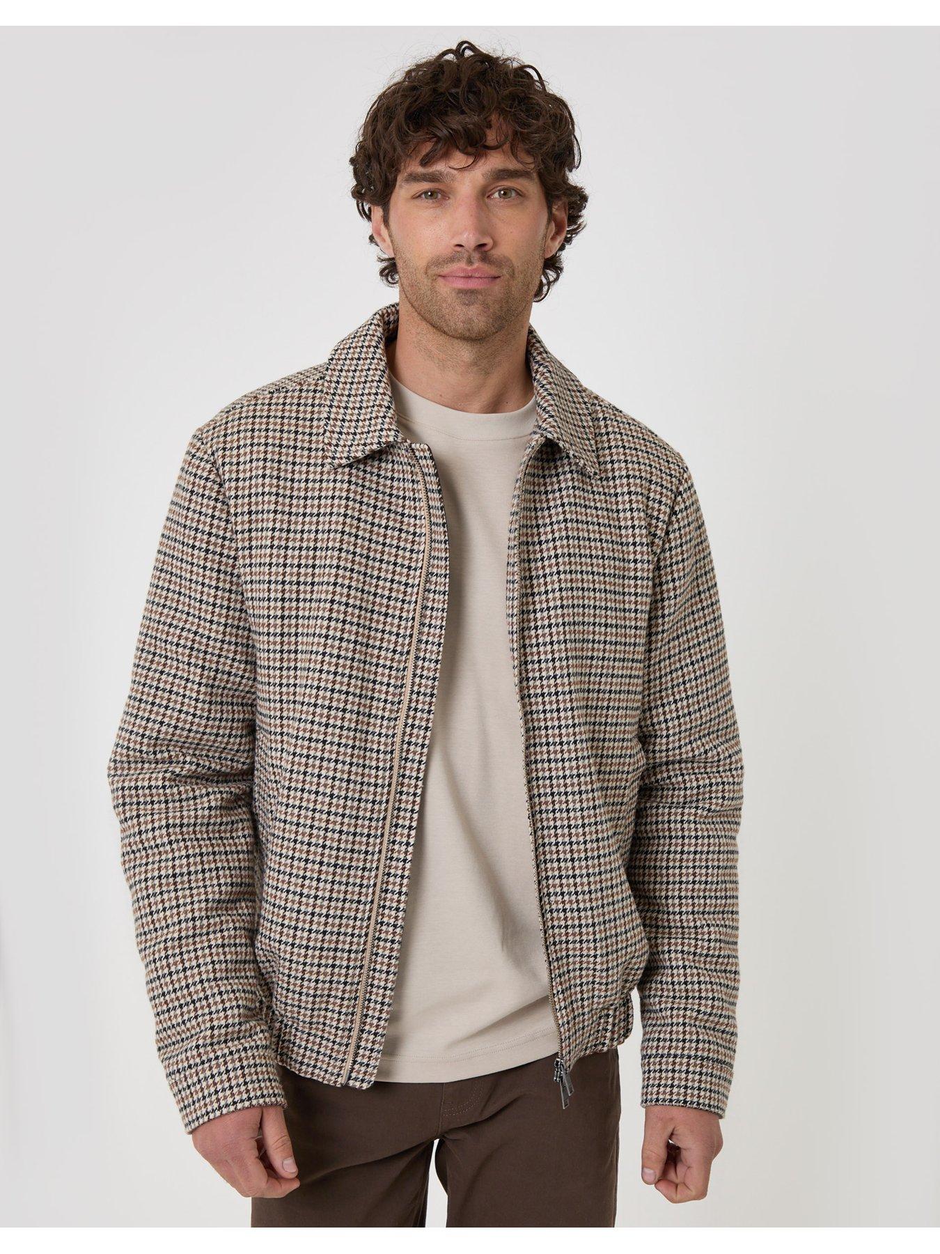 Image 5 of 7 of Threadbare Faux Wool Collared Jacket In Brown Check