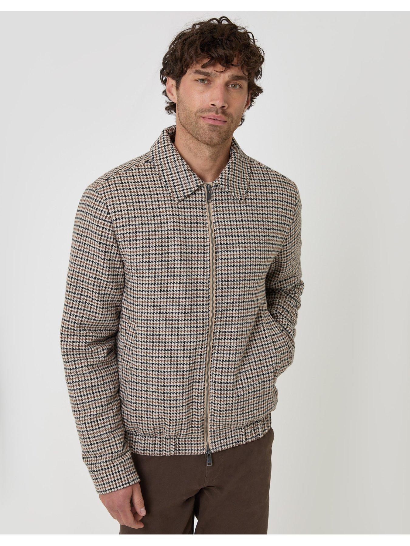 Image 6 of 7 of Threadbare Faux Wool Collared Jacket In Brown Check