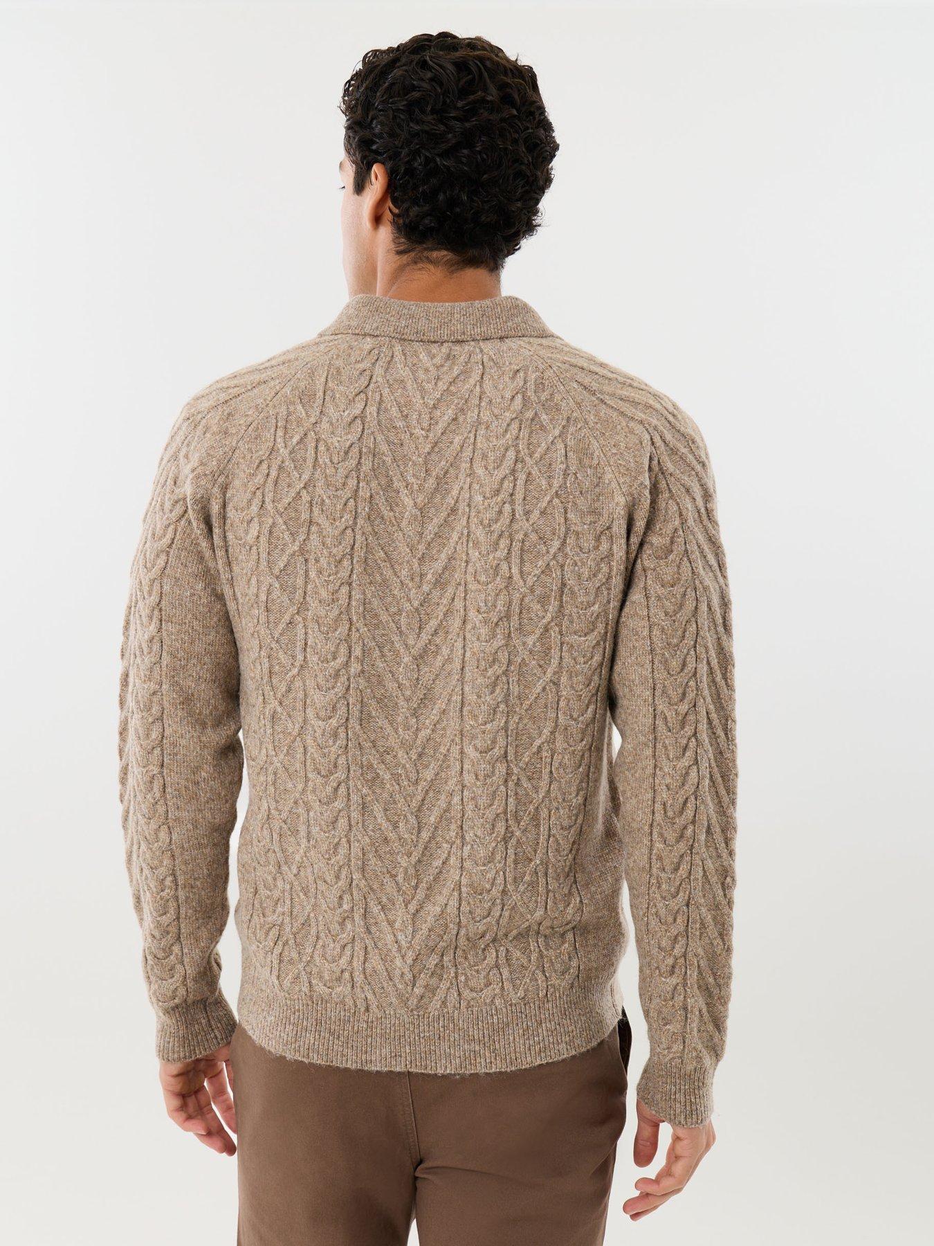 Image 2 of 5 of Threadbare Mens Knitted L/Slv Button Polo Arklay - Taupe Marl 7gg