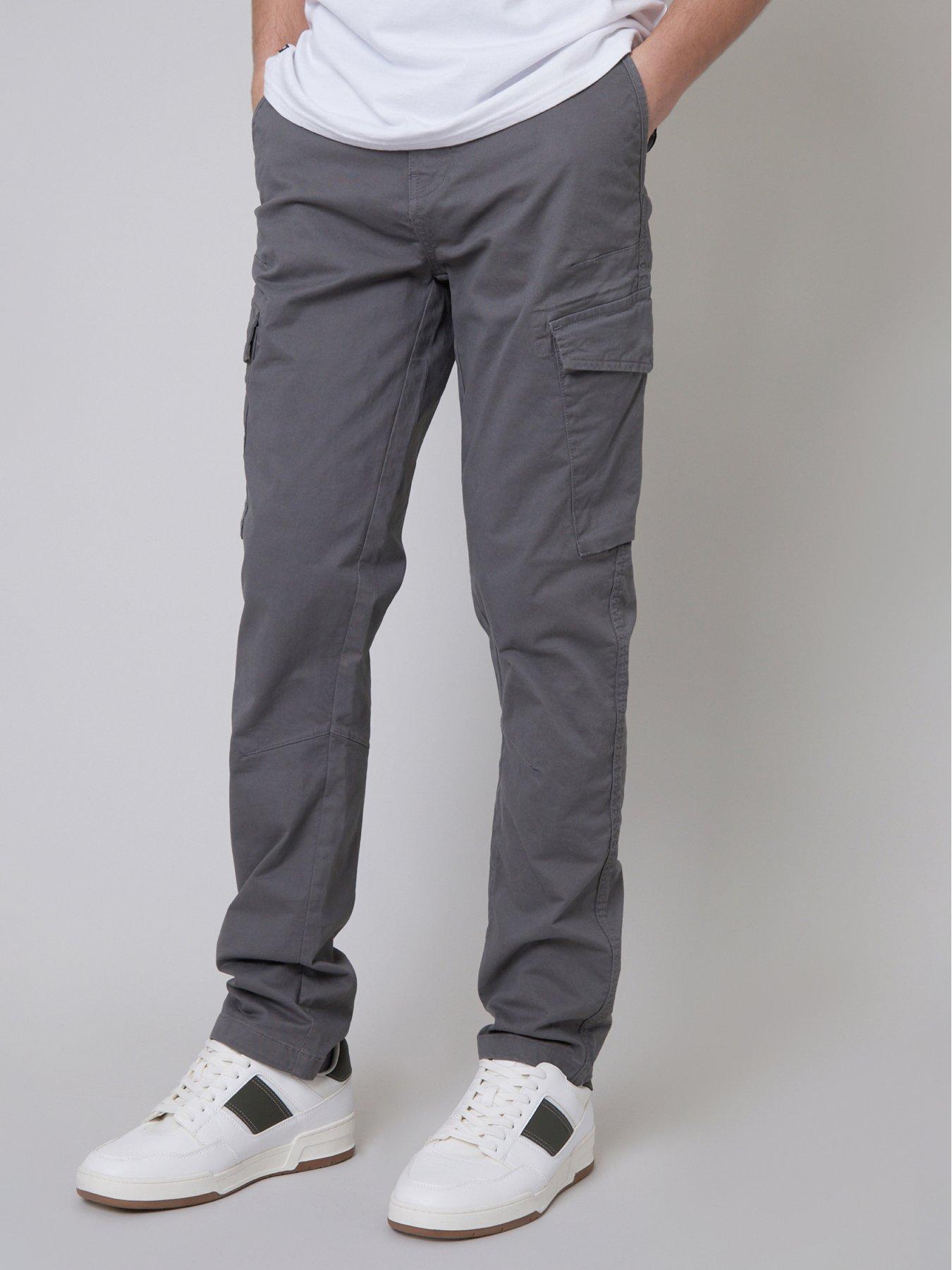 Image 1 of 4 of Threadbare Mens Cargo Pocket Straight Leg Drill Trousers - Grey