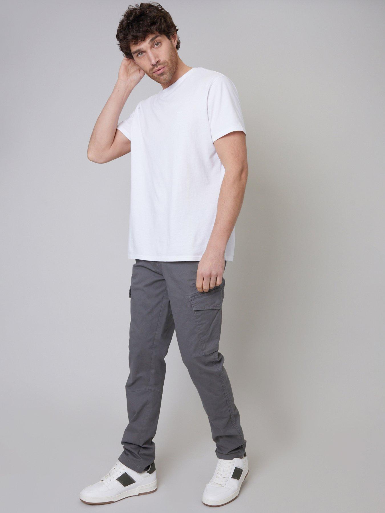 Image 3 of 4 of Threadbare Mens Cargo Pocket Straight Leg Drill Trousers - Grey
