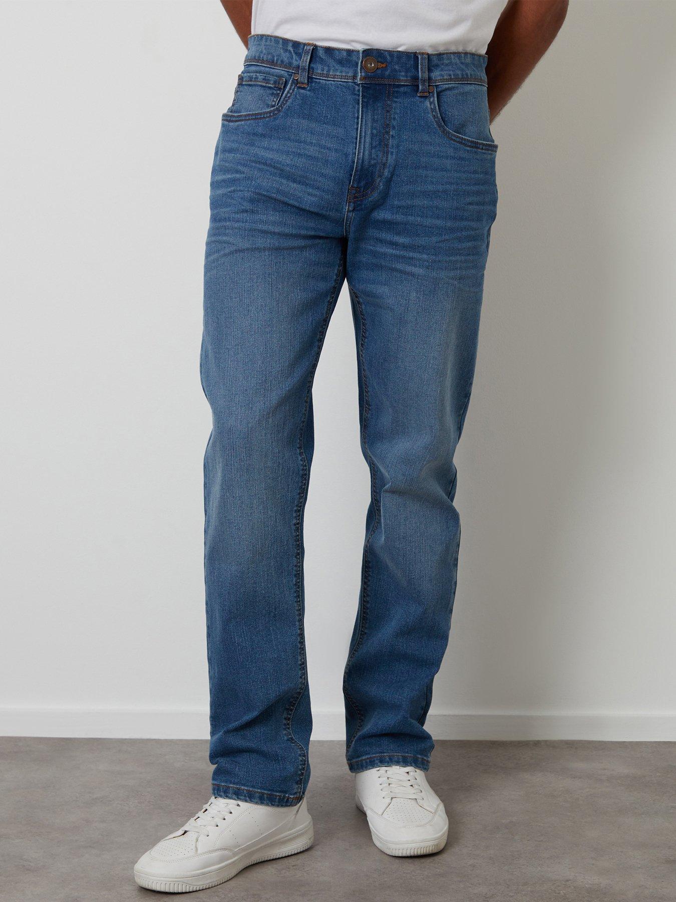 Image 1 of 4 of Threadbare Mens Canterbury Straight Fit Light Wash Jeans - Blue