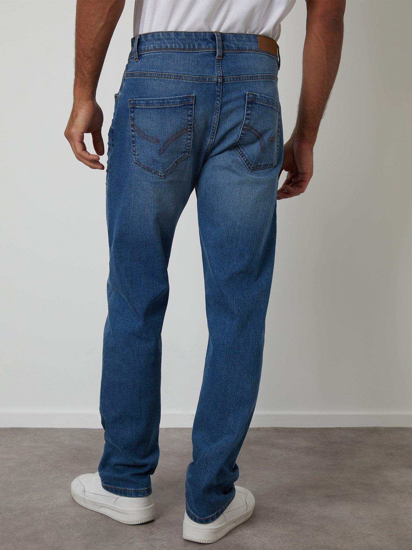 Image 2 of 4 of Threadbare Mens Canterbury Straight Fit Light Wash Jeans - Blue