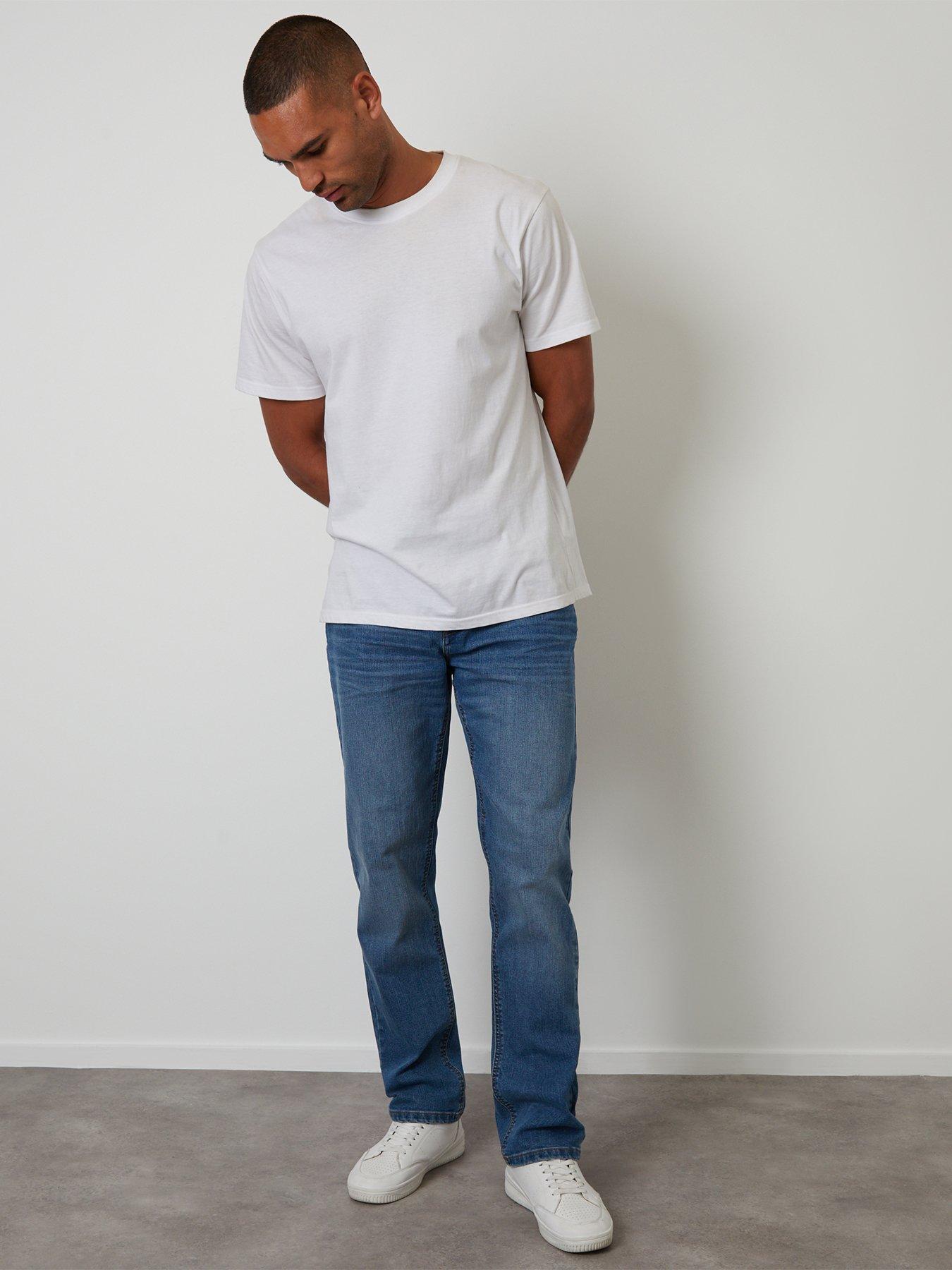 Image 3 of 4 of Threadbare Mens Canterbury Straight Fit Light Wash Jeans - Blue