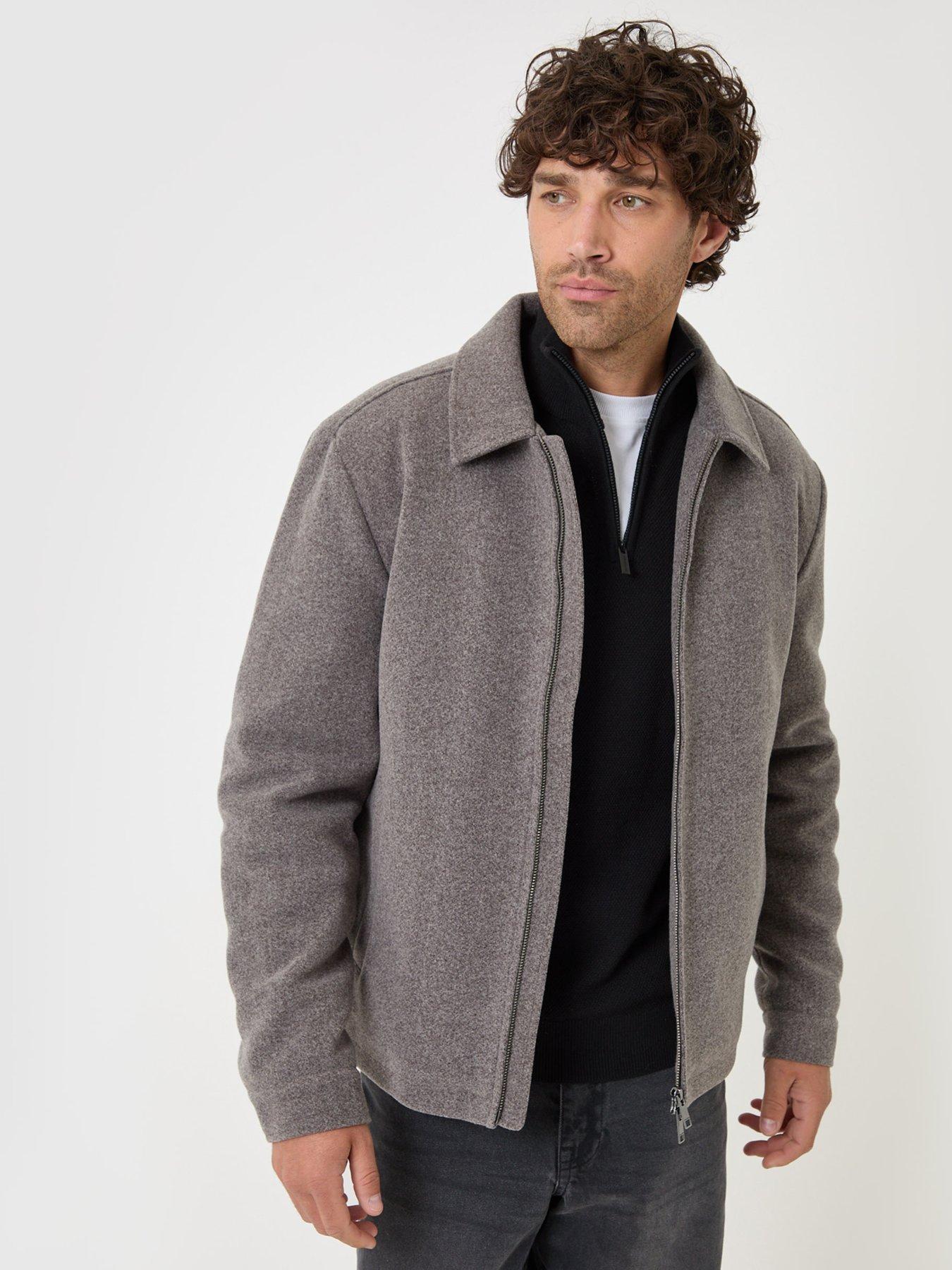 Image 1 of 4 of Threadbare Mens Faux Wool Lightweight Collared Jacket - Grey