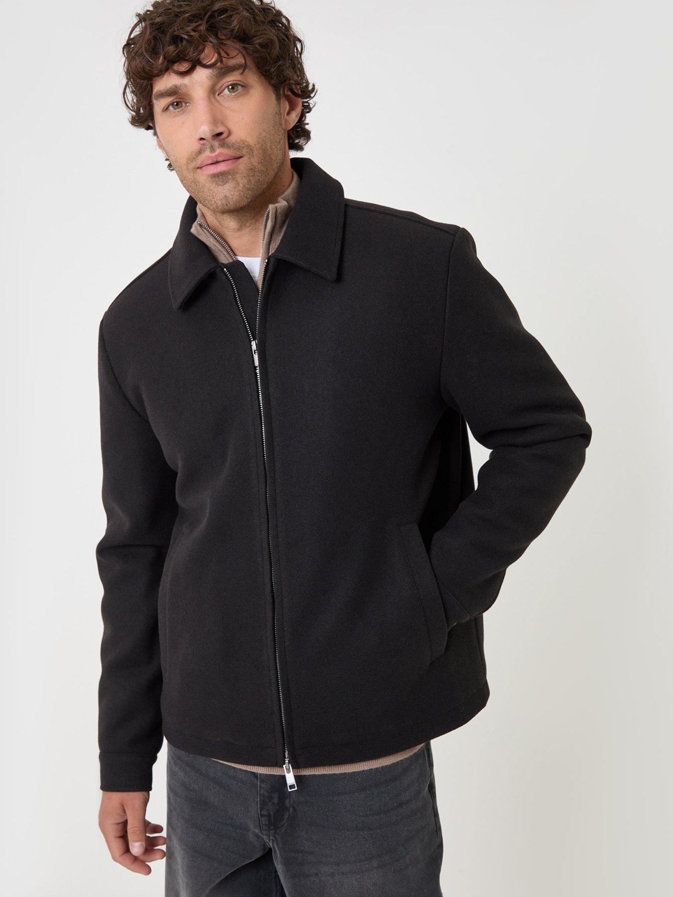 Image 1 of 6 of Threadbare Mens Zip-Through Collar Lemland Jacket - Black