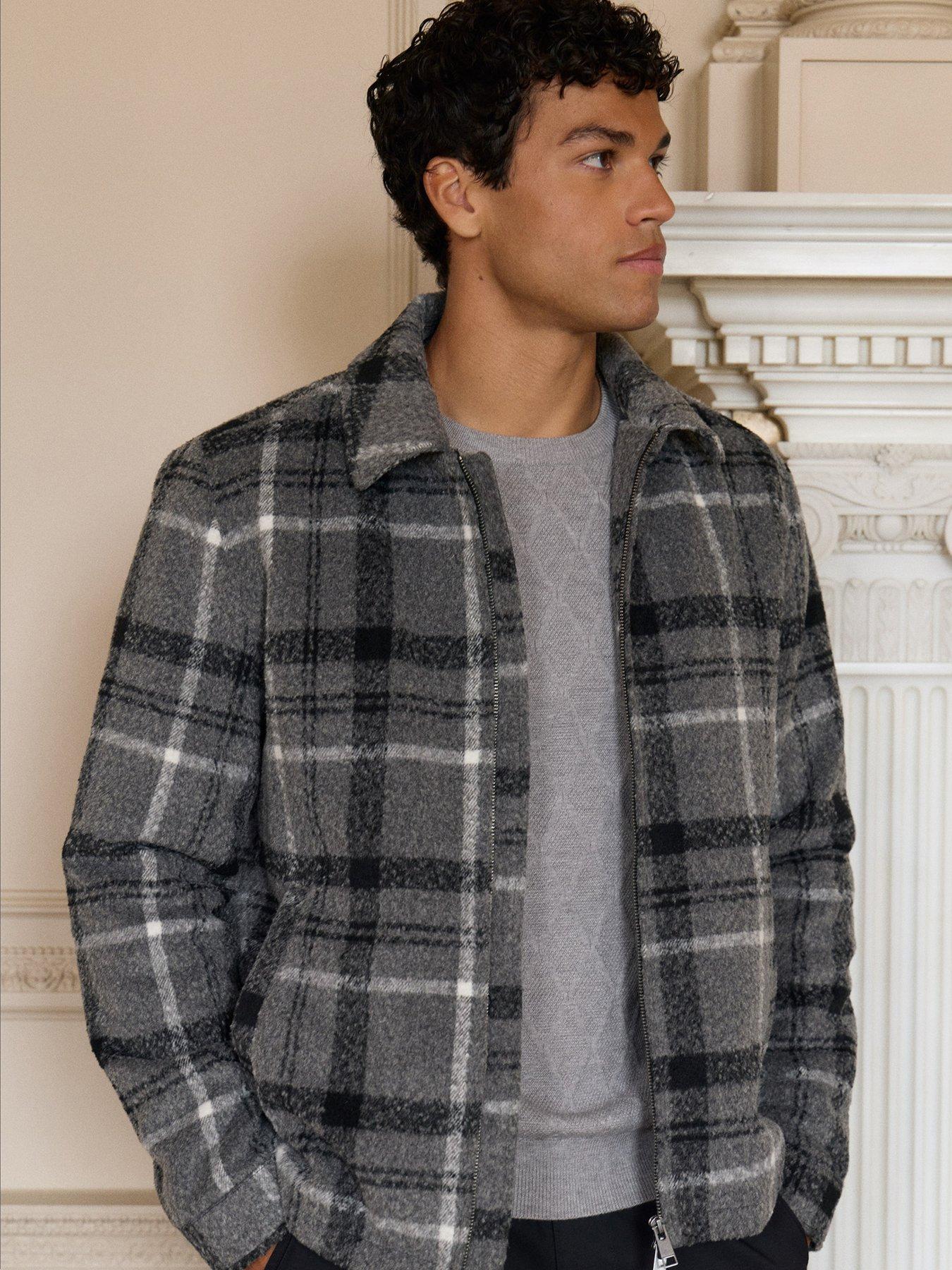 Image 1 of 5 of Threadbare Mens Orta Check Zip-Through Quilted Jacket - Black/Grey Check