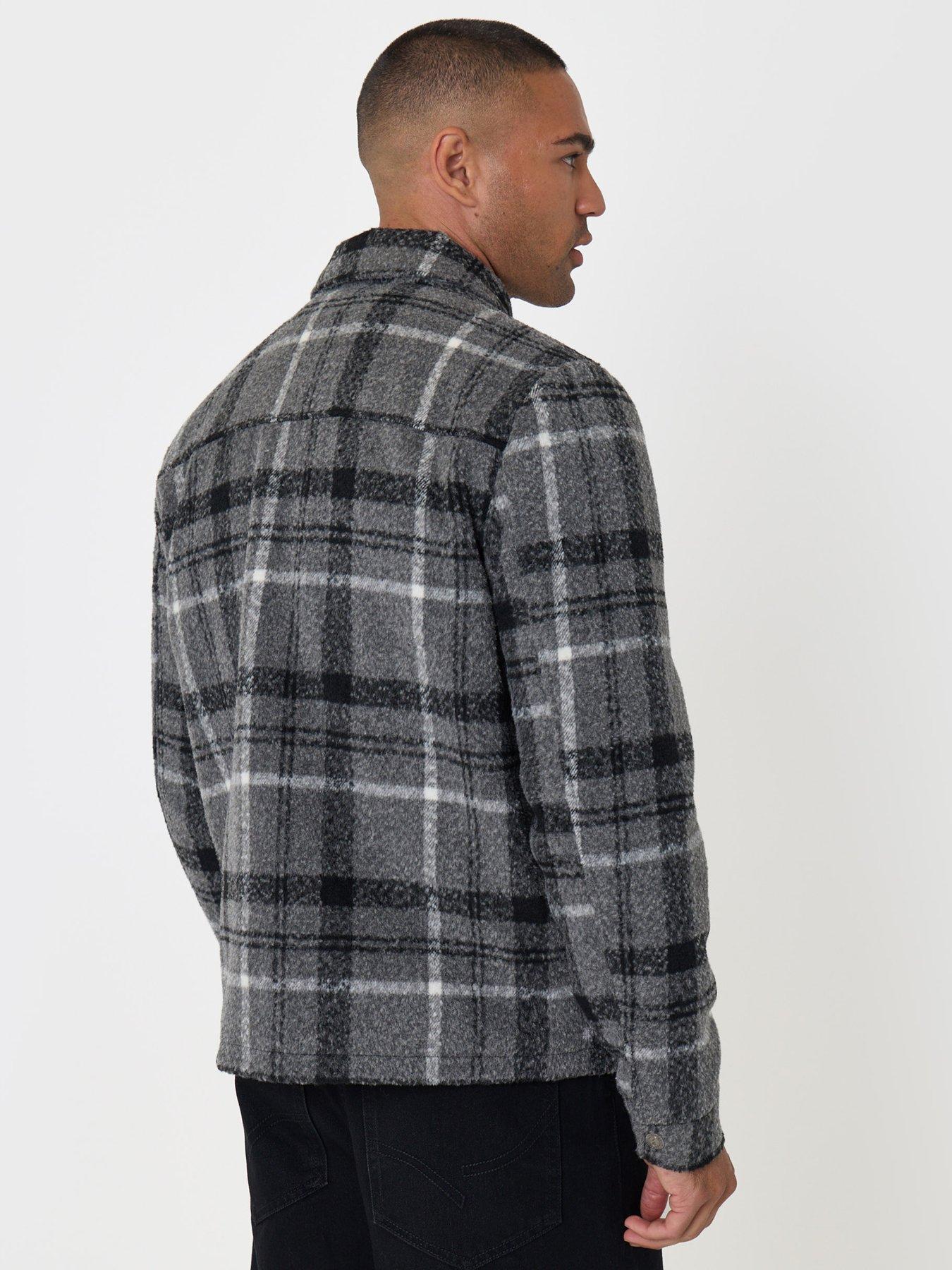 Image 2 of 5 of Threadbare Mens Orta Check Zip-Through Quilted Jacket - Black/Grey Check