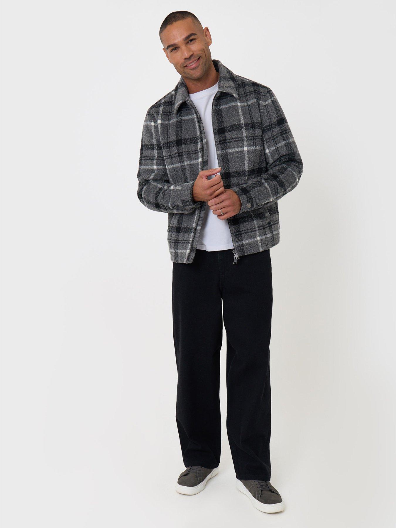 Image 3 of 5 of Threadbare Mens Orta Check Zip-Through Quilted Jacket - Black/Grey Check