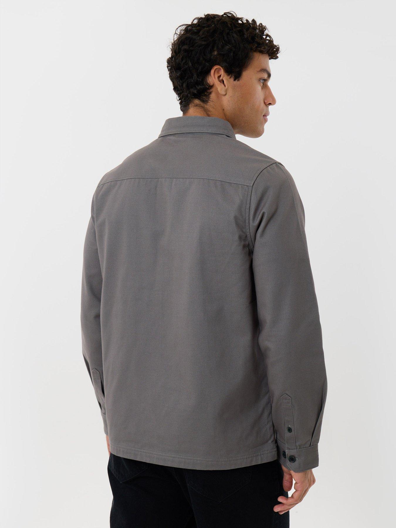 Image 2 of 5 of Threadbare Cotton Twill Flannel Lined Shacket In Slate Grey