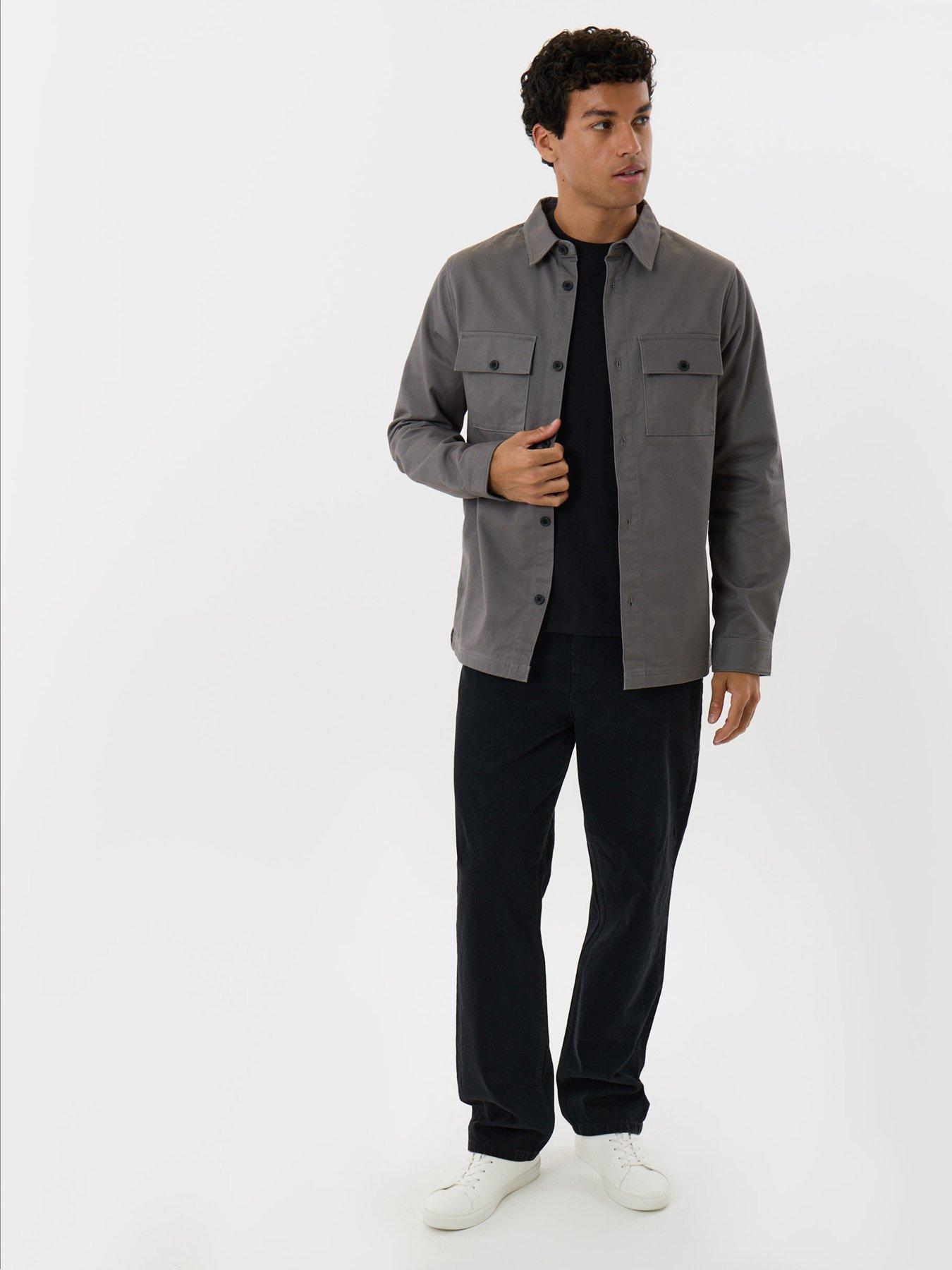 Image 3 of 5 of Threadbare Cotton Twill Flannel Lined Shacket In Slate Grey