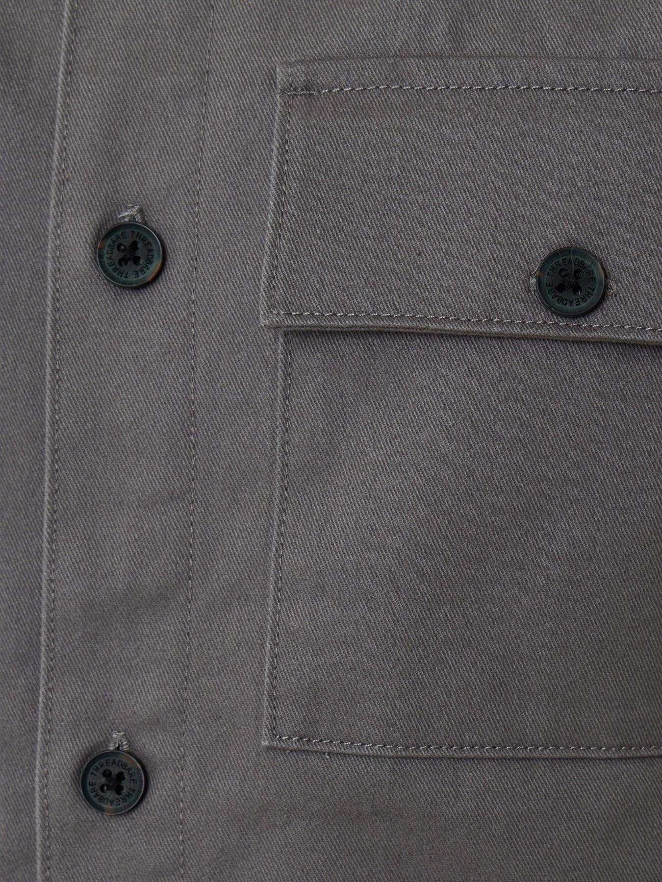 Image 5 of 5 of Threadbare Cotton Twill Flannel Lined Shacket In Slate Grey