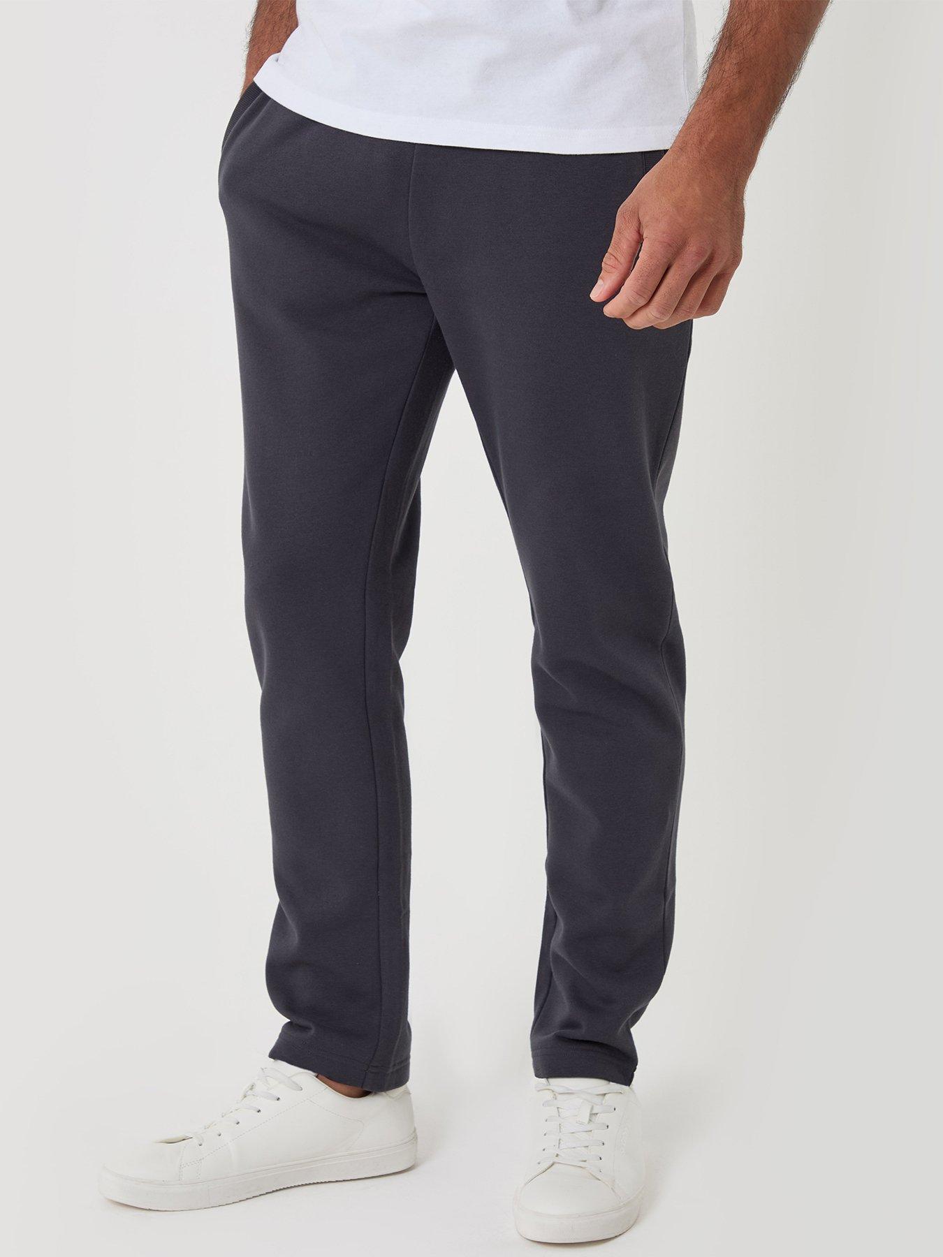 Image 1 of 4 of Threadbare Mens Straight Leg Drawcord Waist Joggers - Iron Charcoal