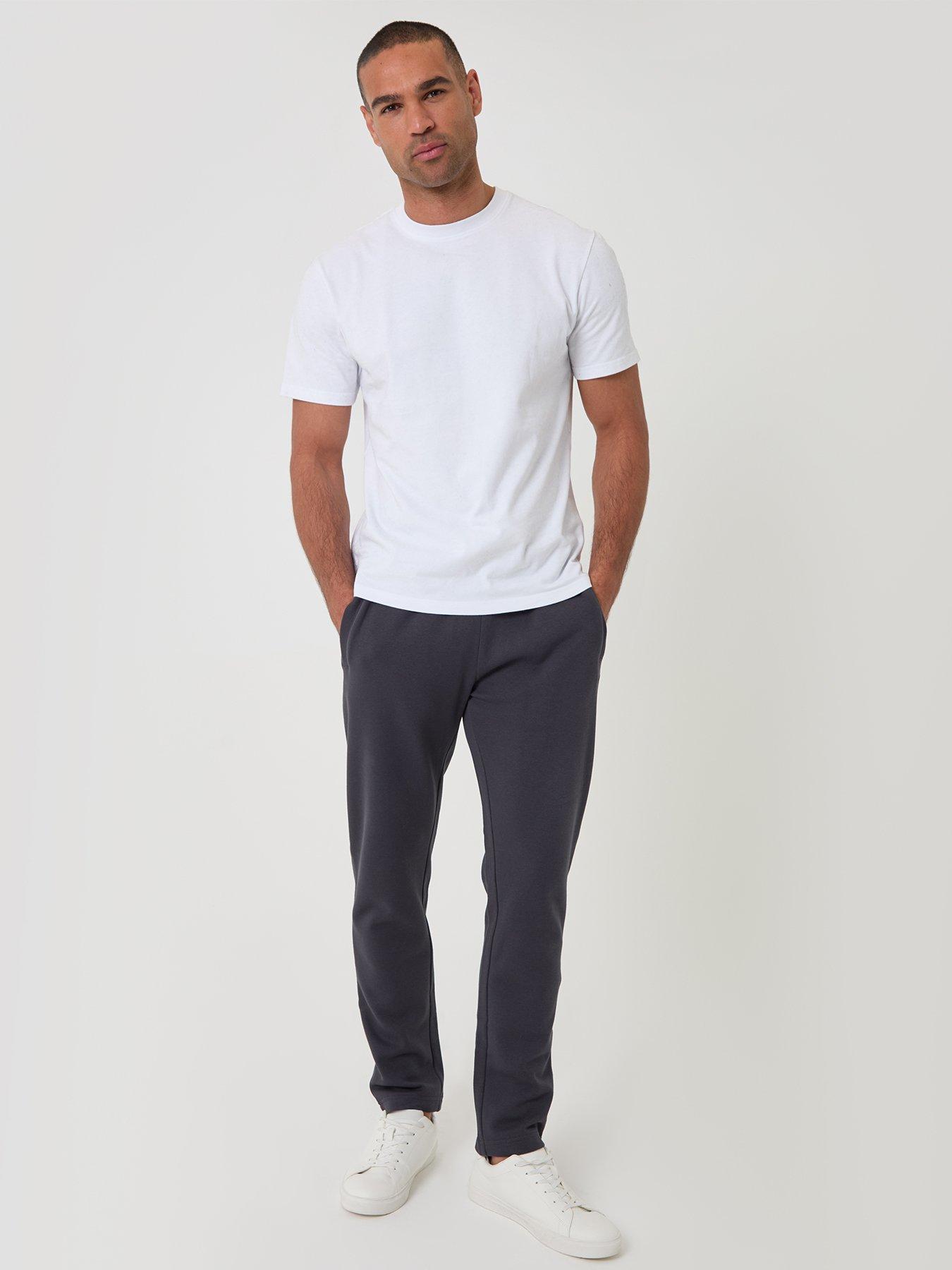 Image 3 of 4 of Threadbare Mens Straight Leg Drawcord Waist Joggers - Iron Charcoal