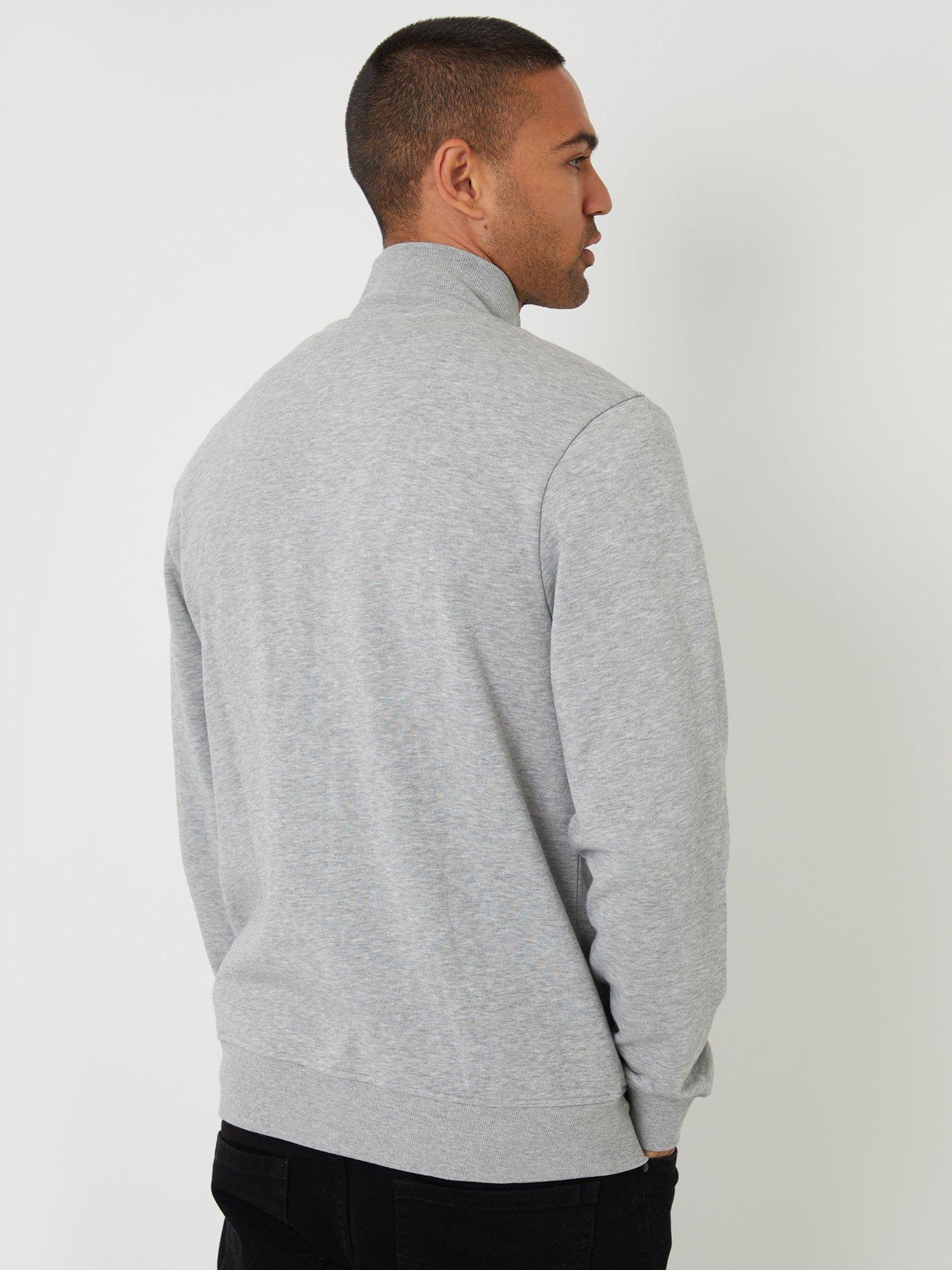 Image 2 of 4 of Threadbare Mens Zip-Through Funnel Neck Fleece Jacket - Light Grey Marl