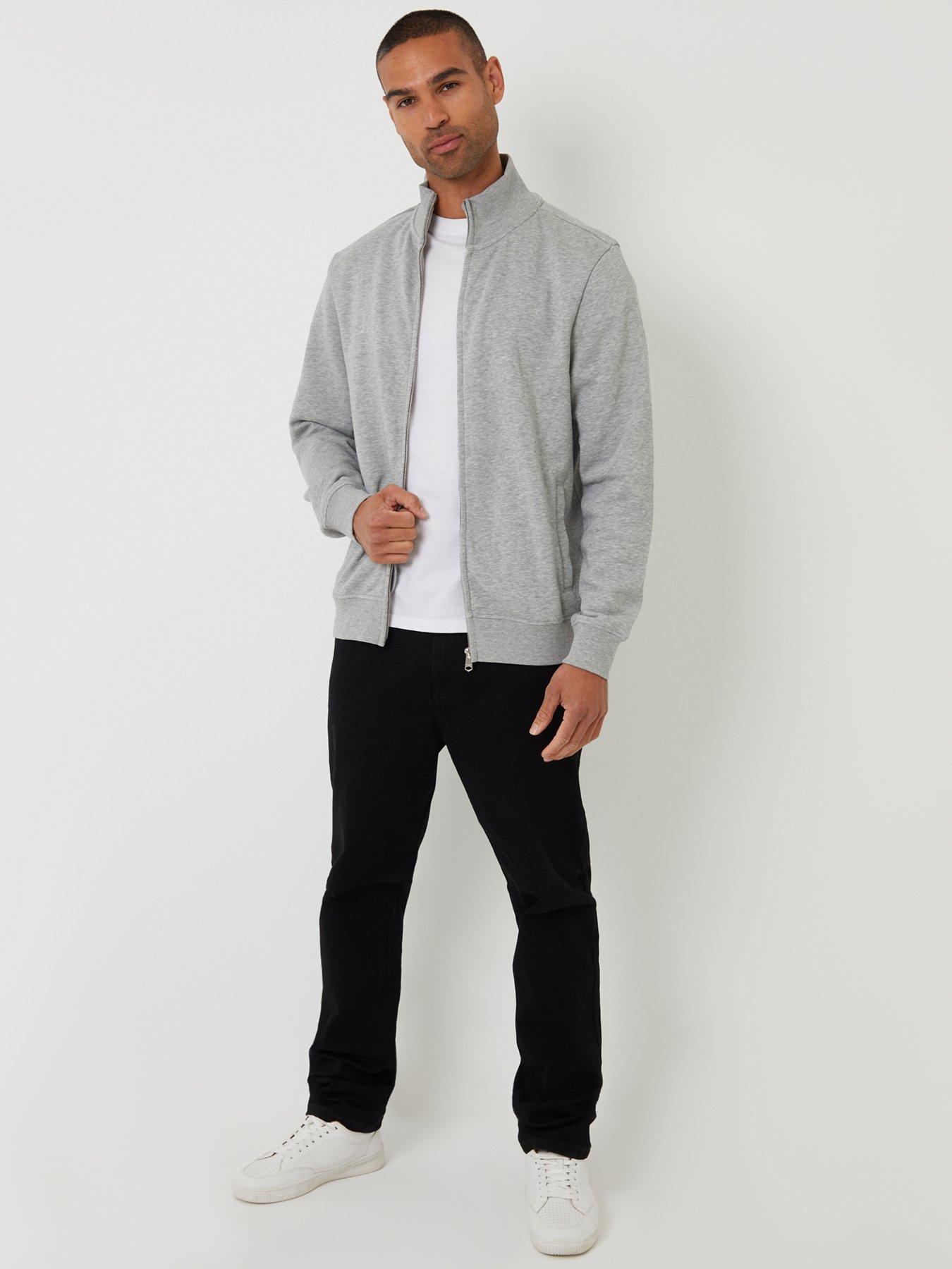 Image 3 of 4 of Threadbare Mens Zip-Through Funnel Neck Fleece Jacket - Light Grey Marl