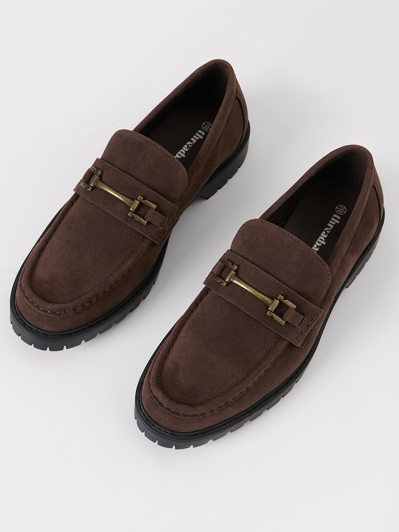 Image 2 of 4 of Threadbare Mens Faux Suede Slip-On Metal Trim Loafers - Brown