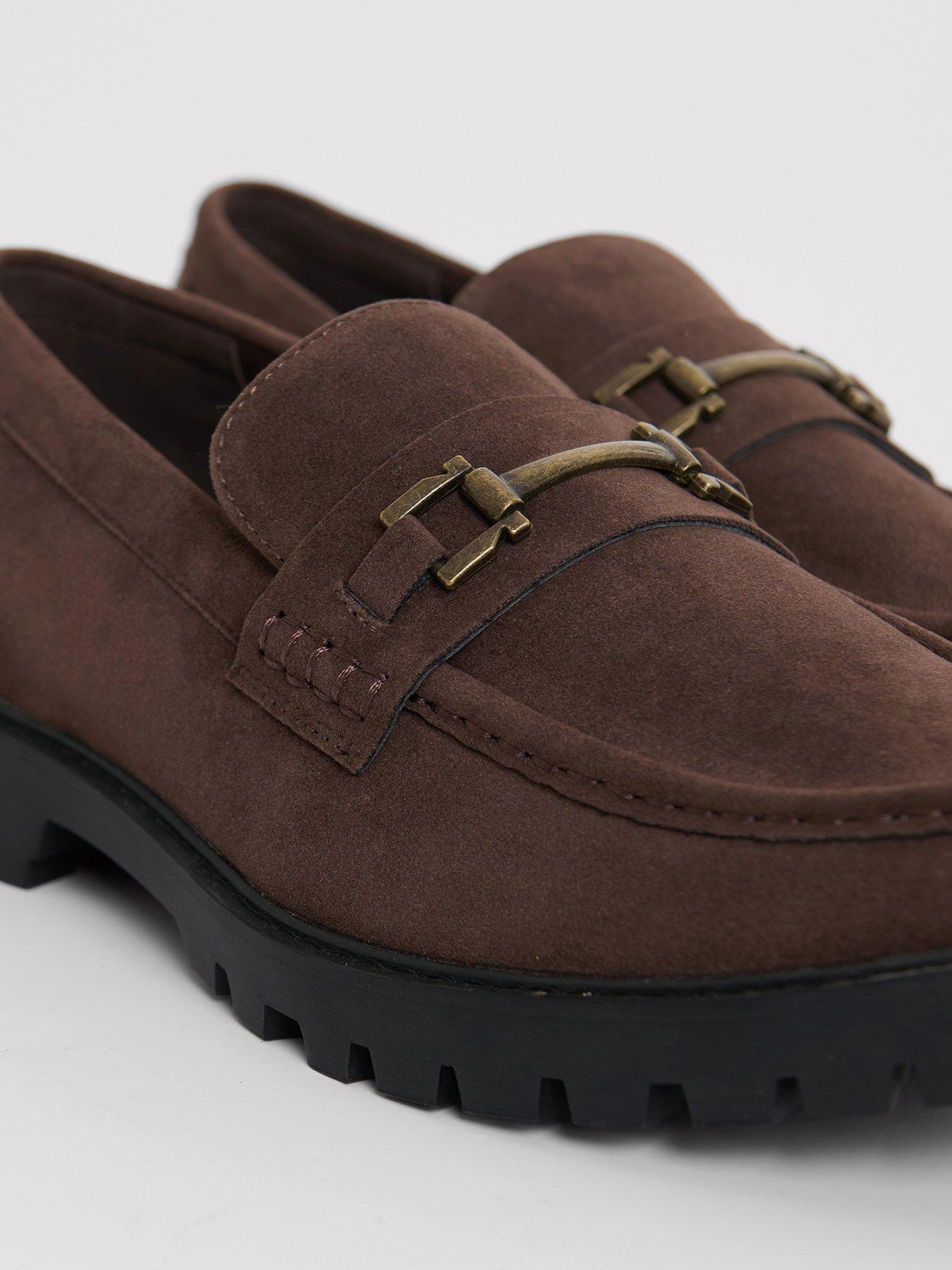 Image 3 of 4 of Threadbare Mens Faux Suede Slip-On Metal Trim Loafers - Brown