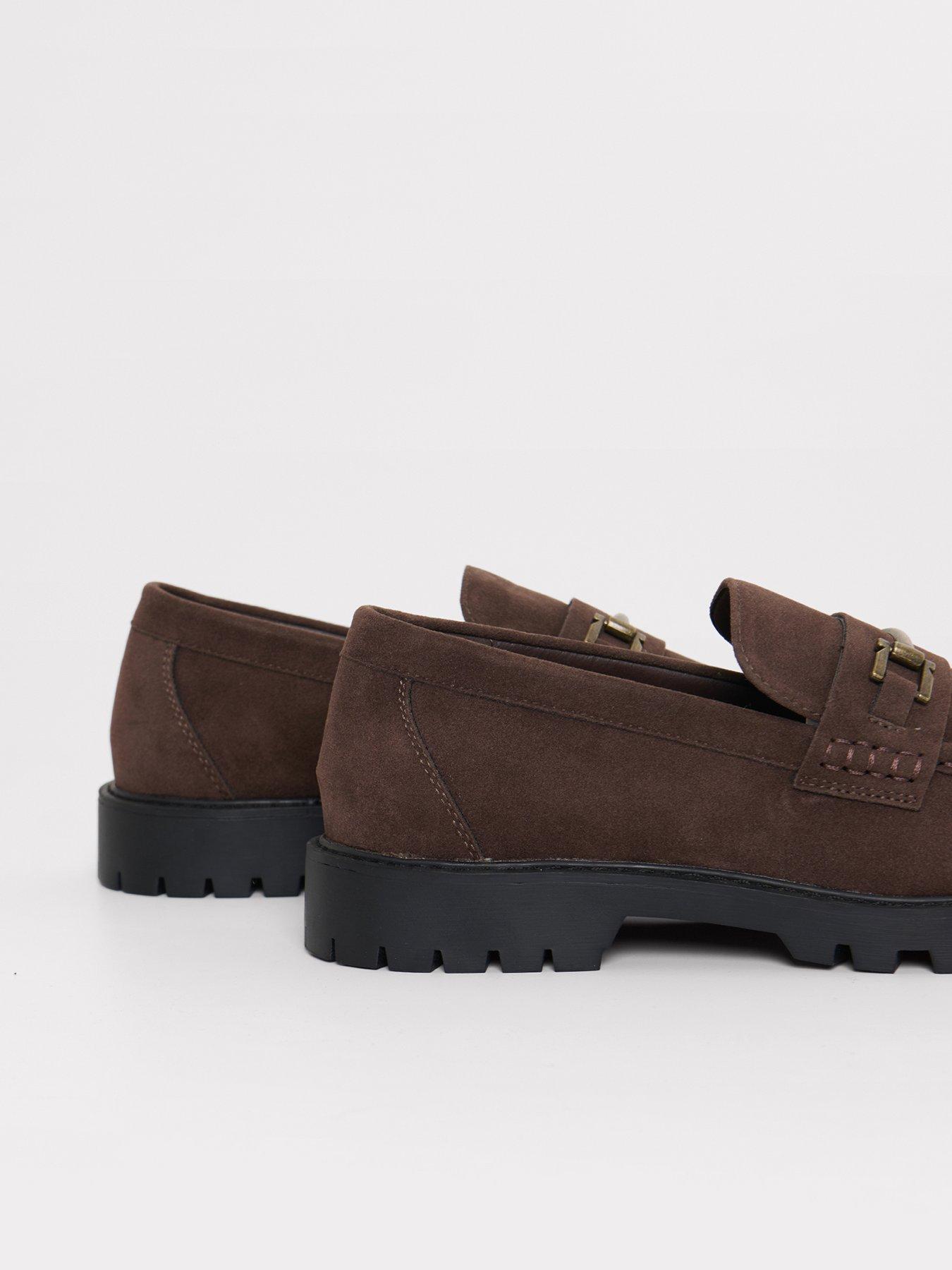 Image 4 of 4 of Threadbare Mens Faux Suede Slip-On Metal Trim Loafers - Brown