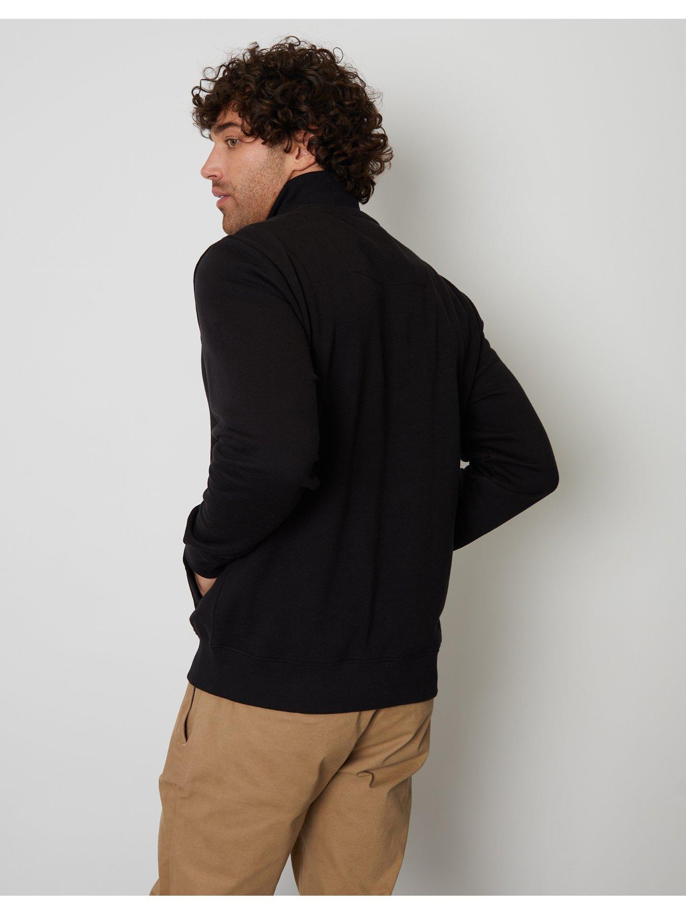 Image 2 of 5 of Threadbare Cotton Rich Quarter Zip Sweatshirt In Black