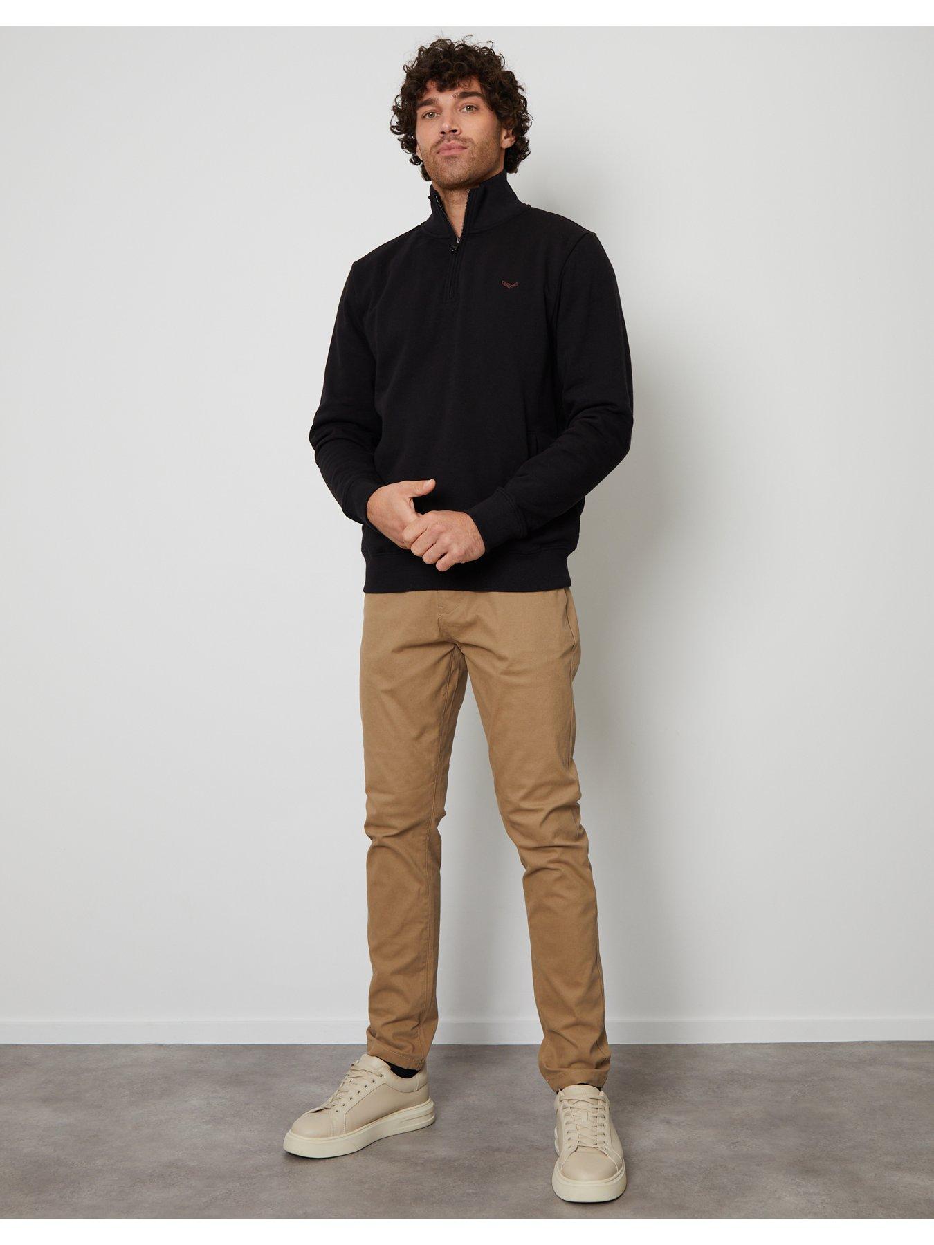 Image 3 of 5 of Threadbare Cotton Rich Quarter Zip Sweatshirt In Black