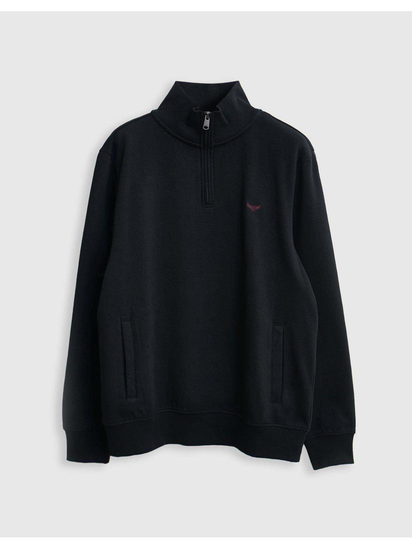 Image 5 of 5 of Threadbare Cotton Rich Quarter Zip Sweatshirt In Black