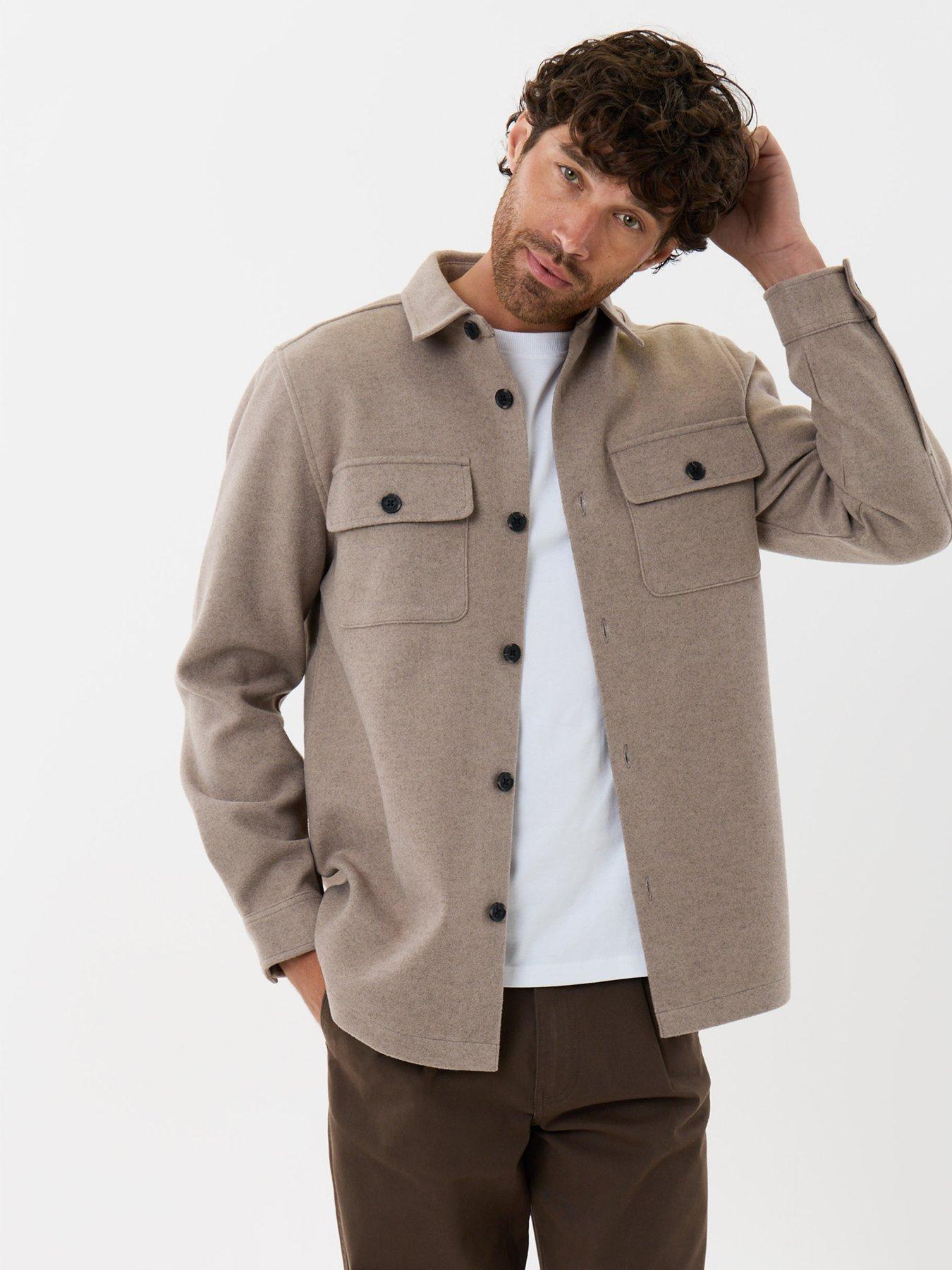 Image 1 of 5 of Threadbare Patch Pocket Knitted Shacket In Beige