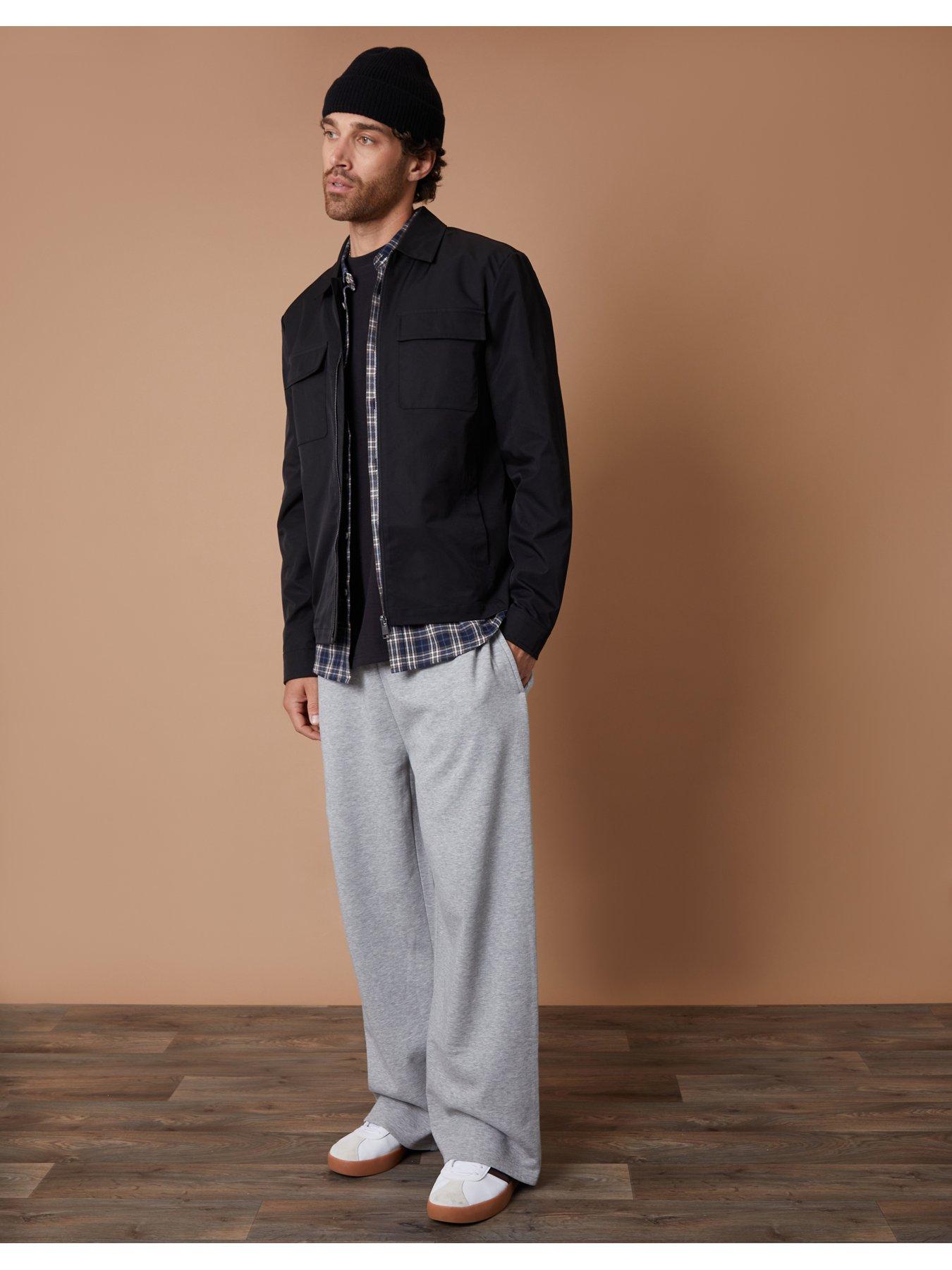 Image 1 of 5 of Threadbare Mens Wide Leg Cotton Rich Jogging Bottoms - Grey Marl