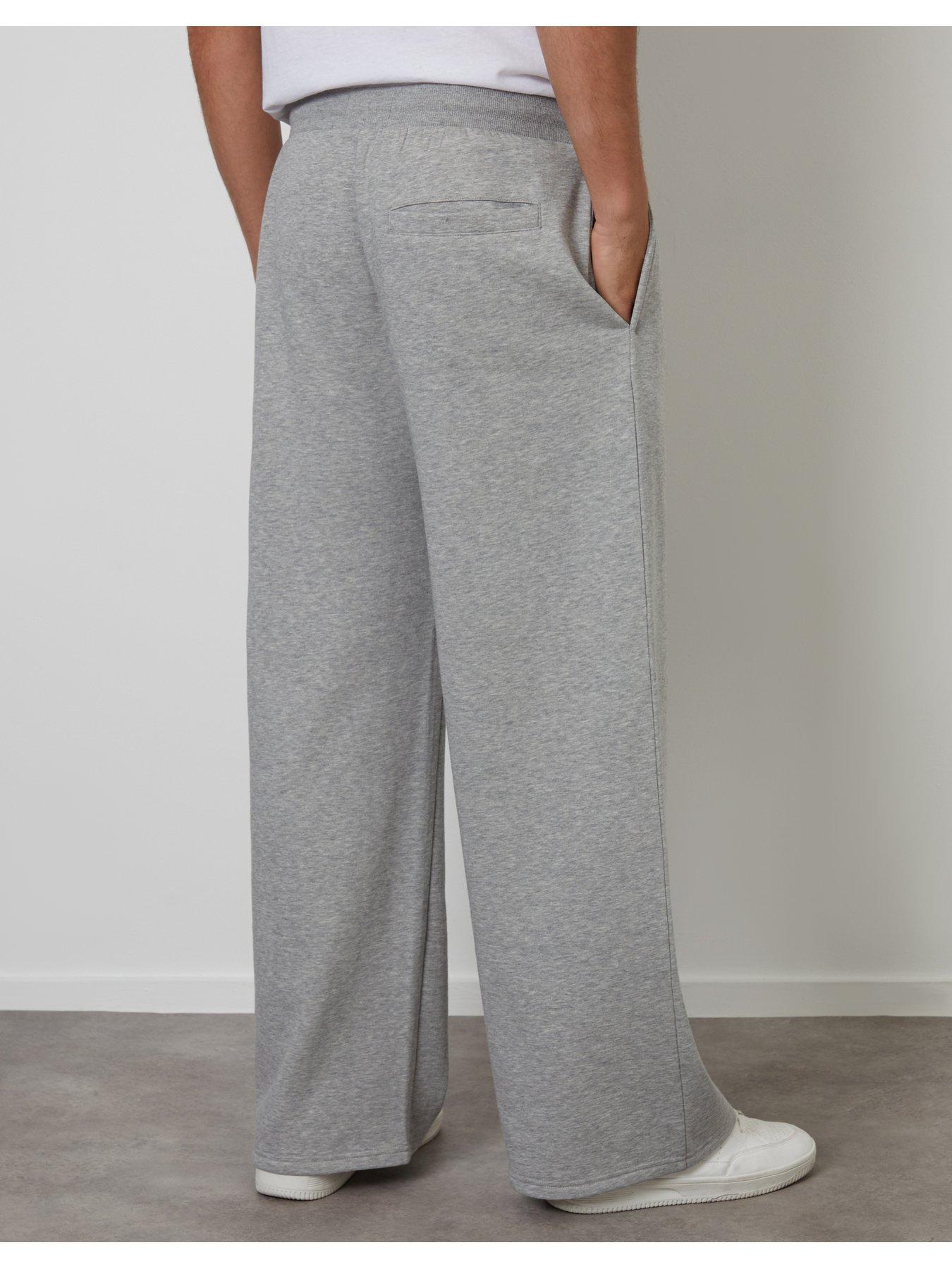Image 2 of 5 of Threadbare Mens Wide Leg Cotton Rich Jogging Bottoms - Grey Marl