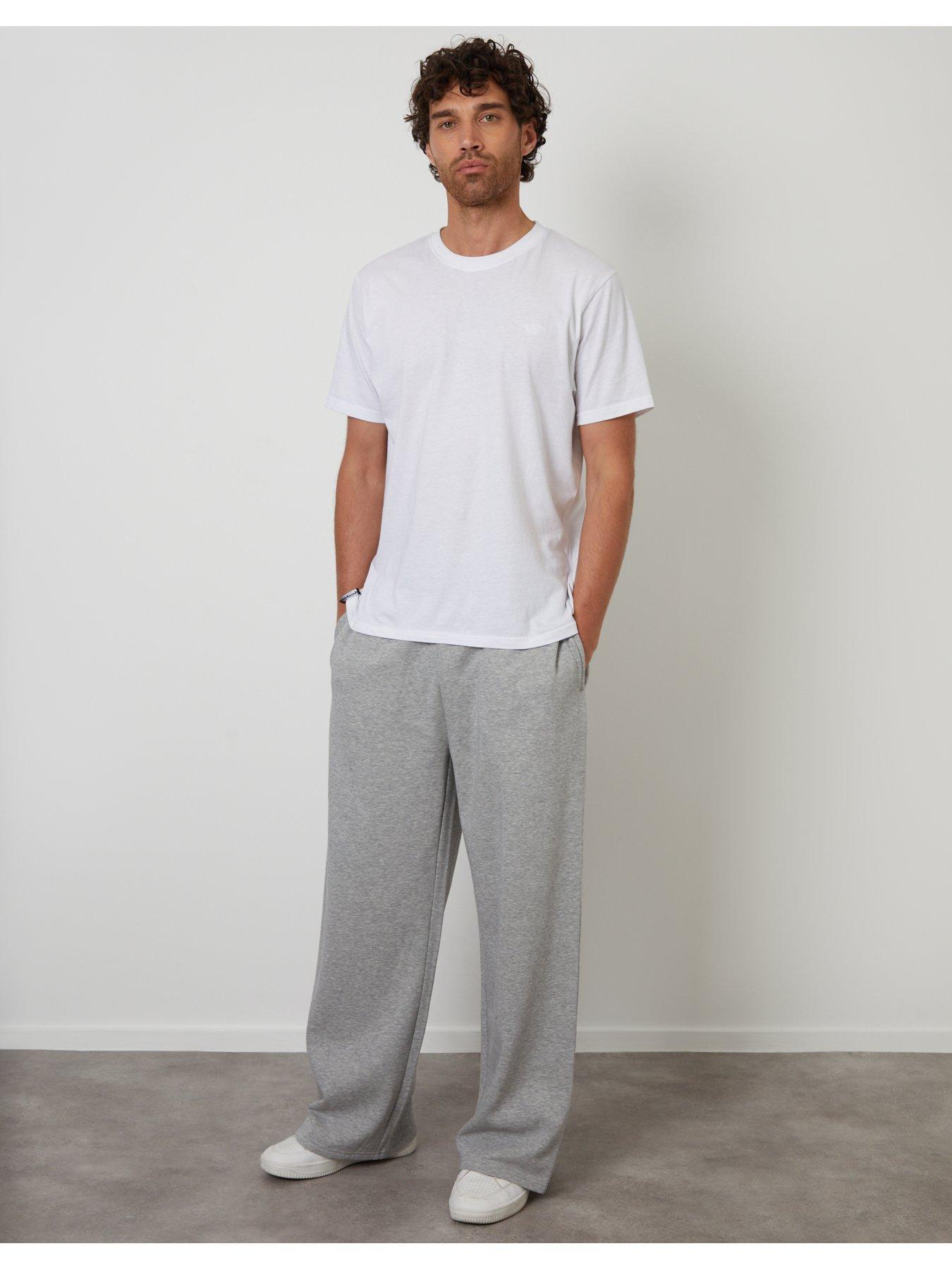 Image 3 of 5 of Threadbare Mens Wide Leg Cotton Rich Jogging Bottoms - Grey Marl