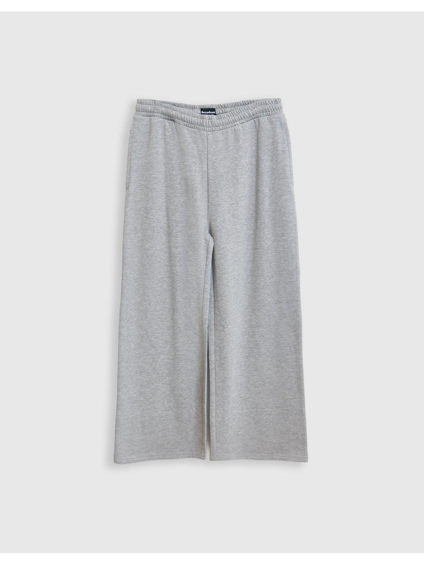 Image 5 of 5 of Threadbare Mens Wide Leg Cotton Rich Jogging Bottoms - Grey Marl