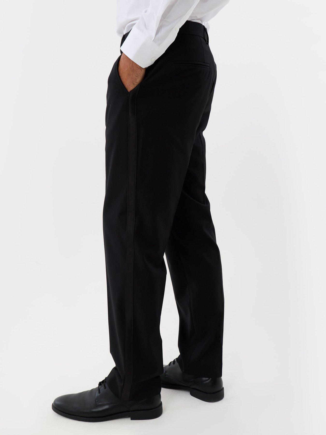 Image 1 of 6 of Threadbare Mens Satin Side Seam Tailored Suit Trousers - Black