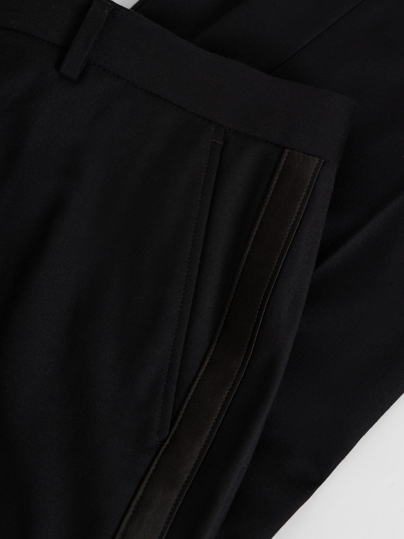 Image 5 of 6 of Threadbare Mens Satin Side Seam Tailored Suit Trousers - Black