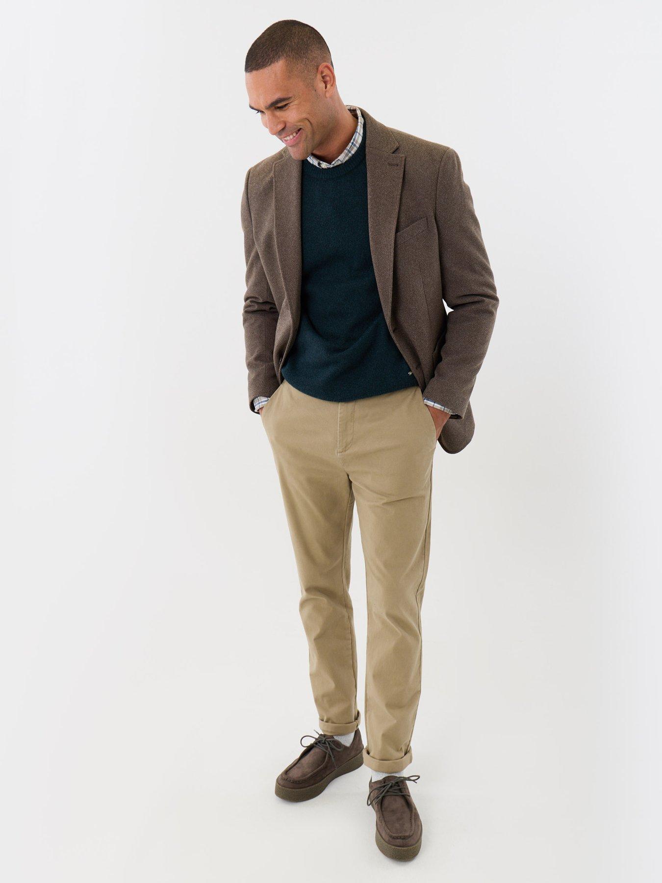Image 3 of 7 of Threadbare Mens Tailored Fit Faux Wool Patch Pocket Blazer - Brown