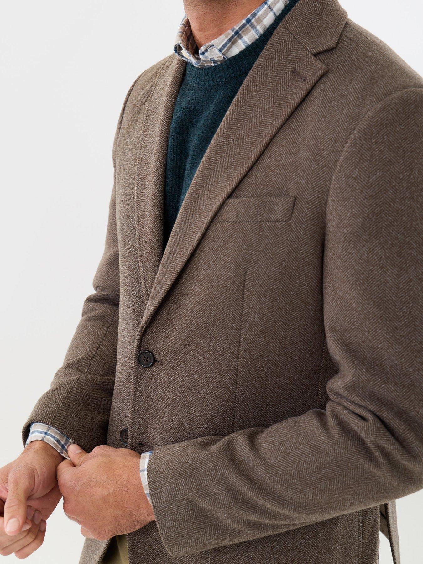 Image 5 of 7 of Threadbare Mens Tailored Fit Faux Wool Patch Pocket Blazer - Brown