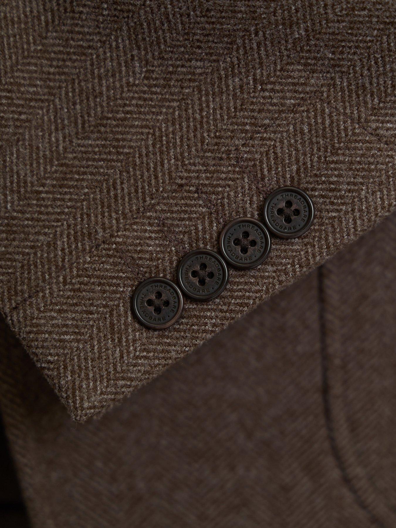 Image 6 of 7 of Threadbare Mens Tailored Fit Faux Wool Patch Pocket Blazer - Brown
