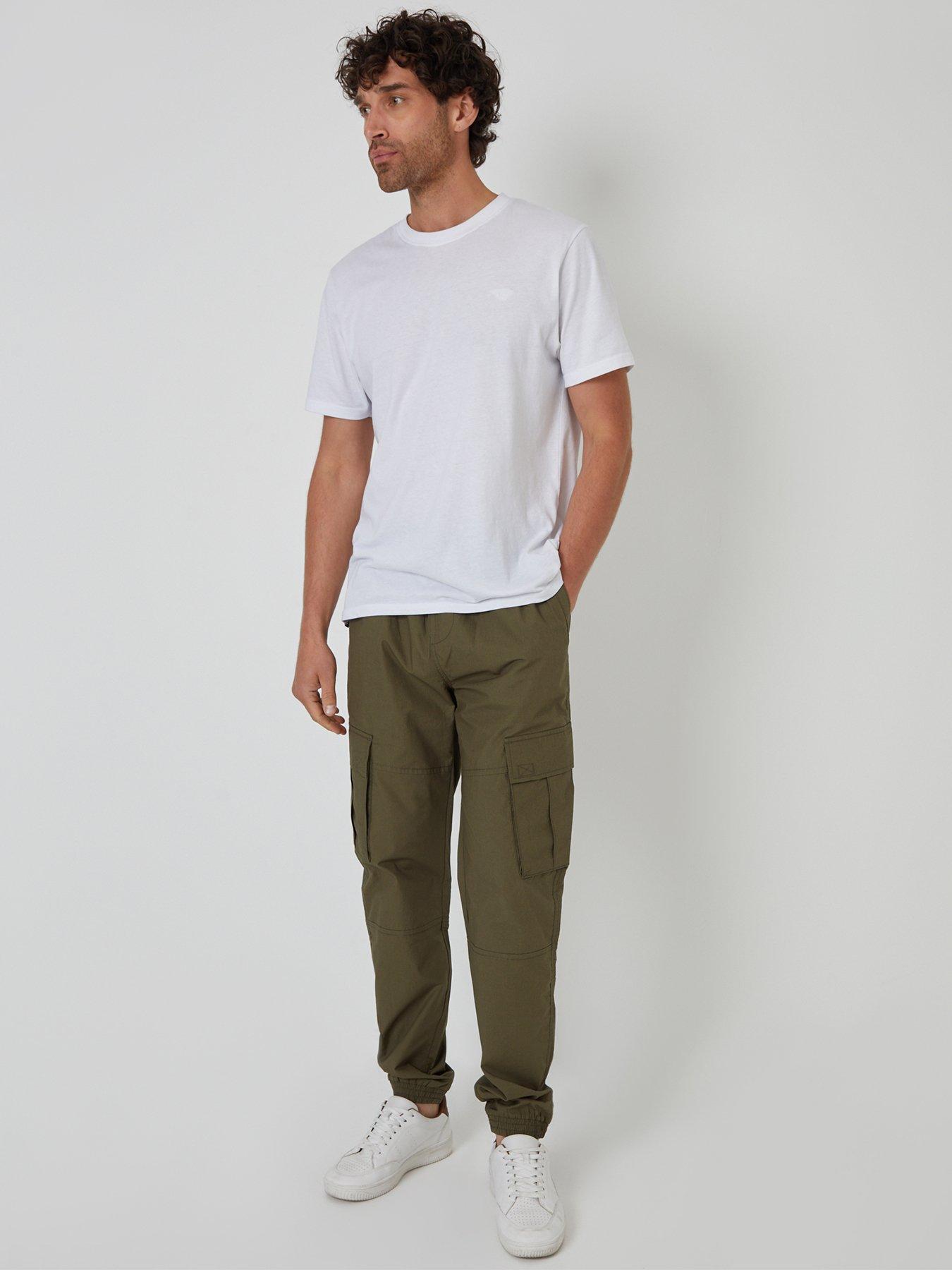 Image 3 of 4 of Threadbare Mens Regular Fit Drawcord Waist Cargo Trousers - Green