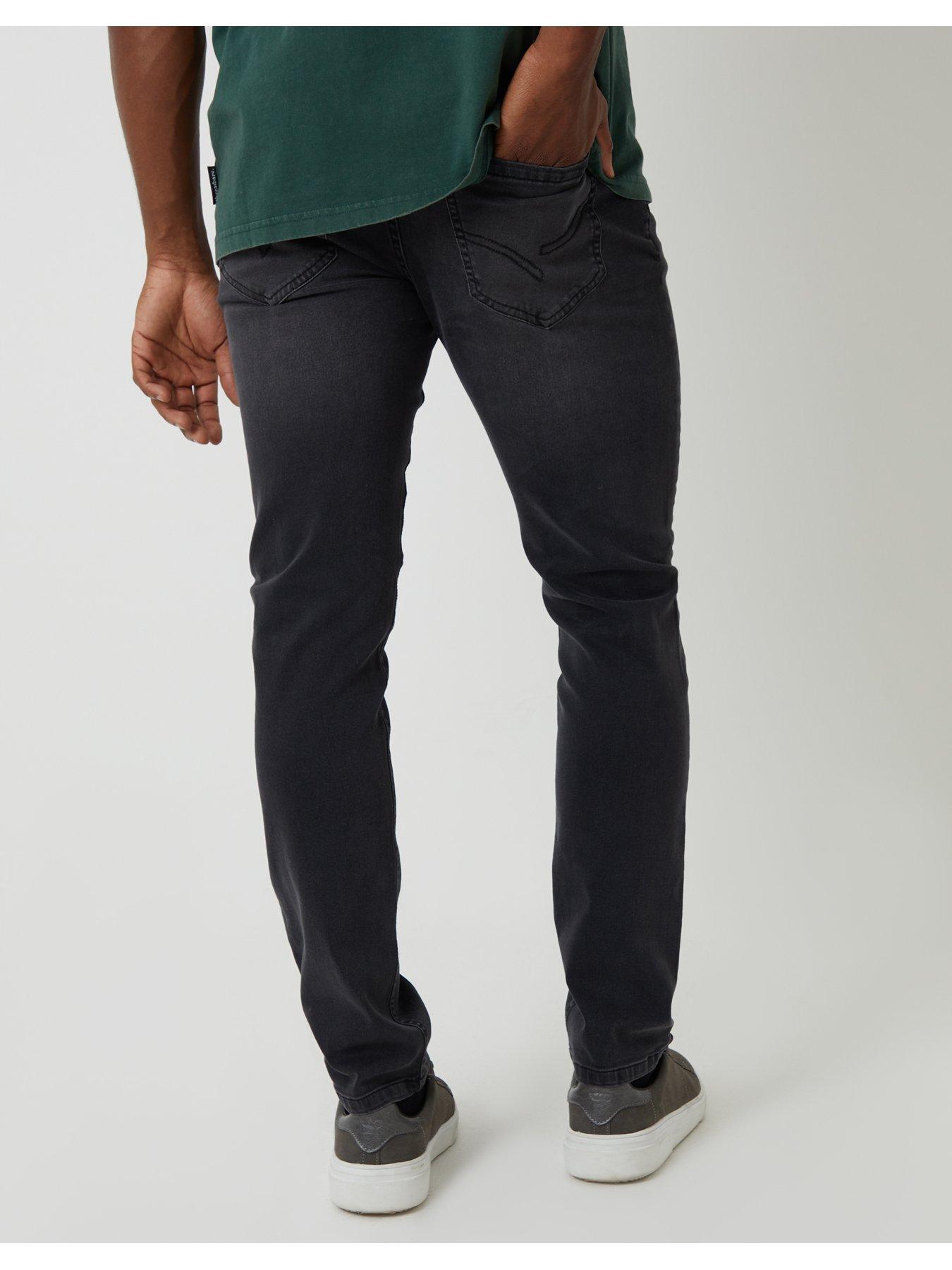 Image 2 of 4 of Threadbare Mens Mid-Rise Grey Wash Slim Fit Jeans - Grey