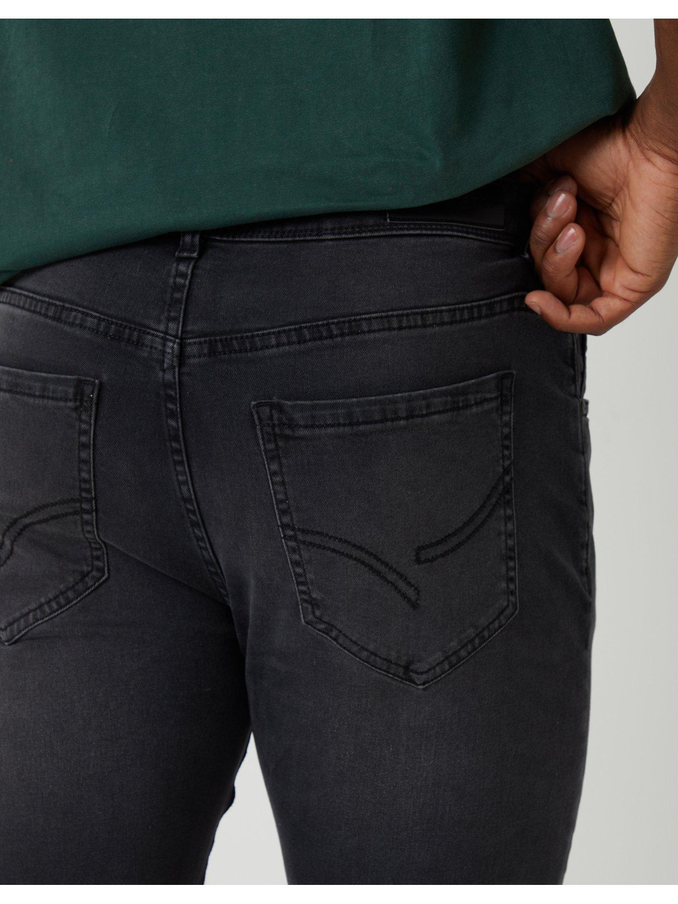 Image 4 of 4 of Threadbare Mens Mid-Rise Grey Wash Slim Fit Jeans - Grey