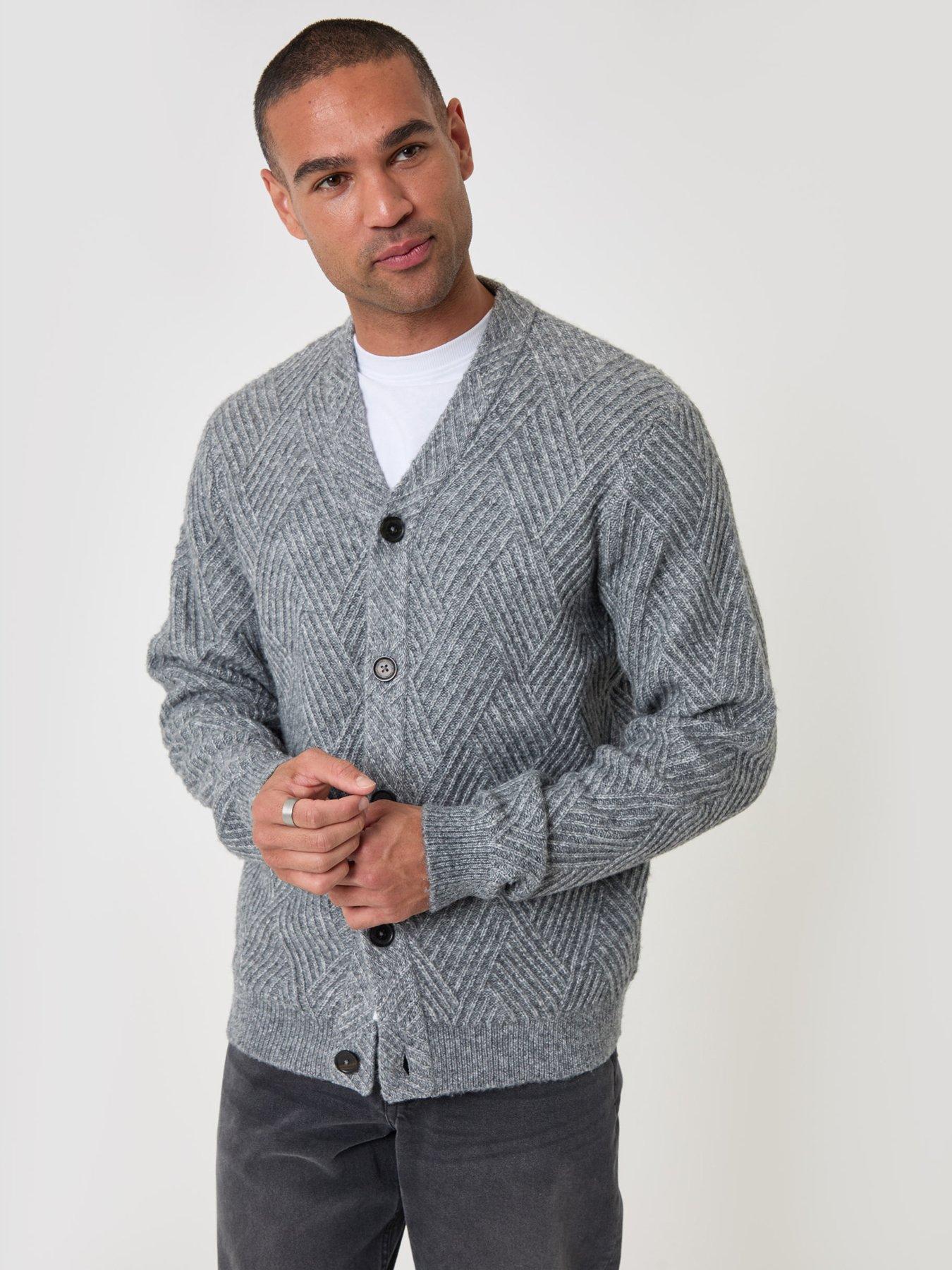 Image 1 of 5 of Threadbare Mens Cardigan Meadow - Mid Grey Marl 5gg