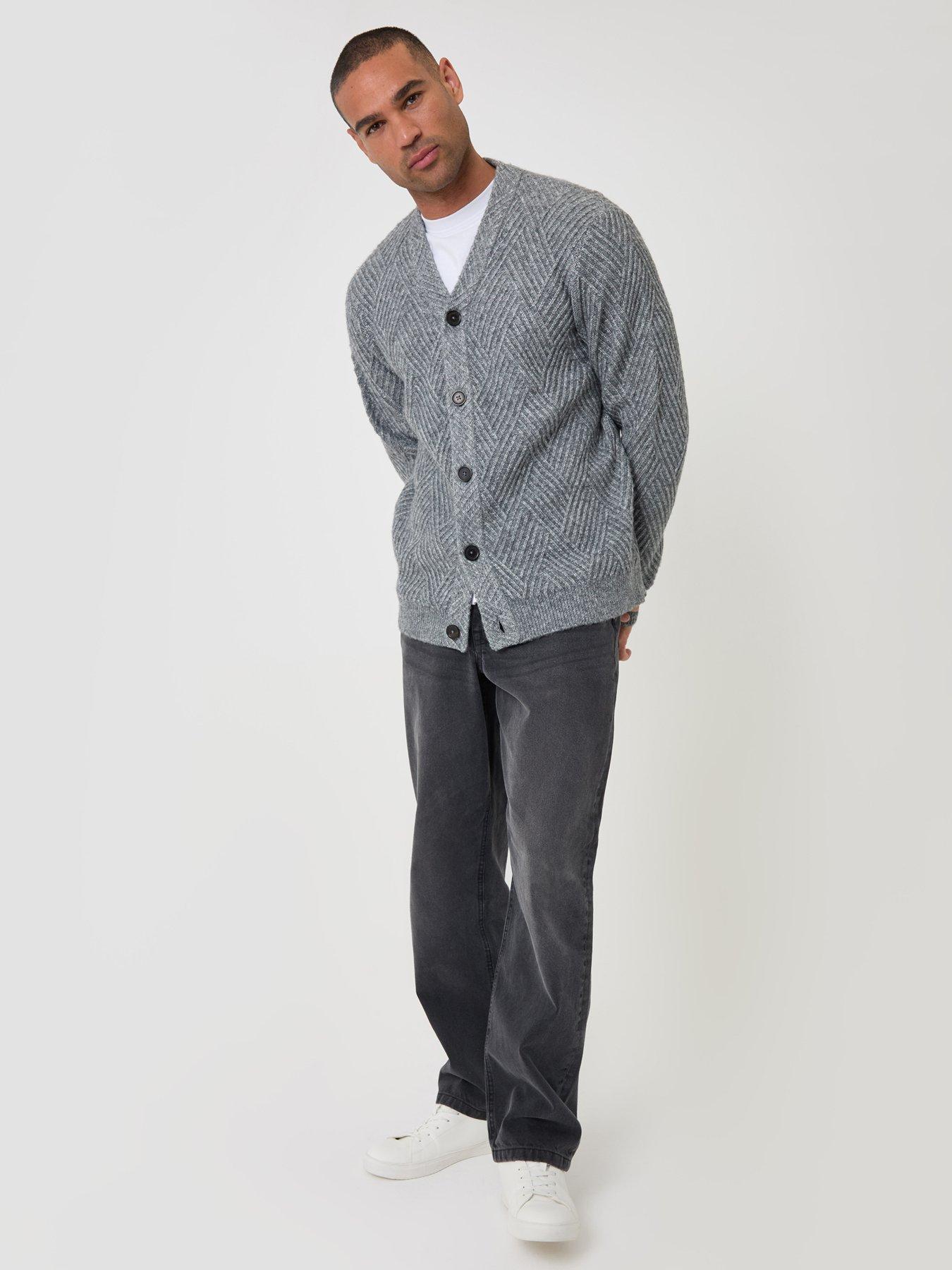 Image 3 of 5 of Threadbare Mens Cardigan Meadow - Mid Grey Marl 5gg