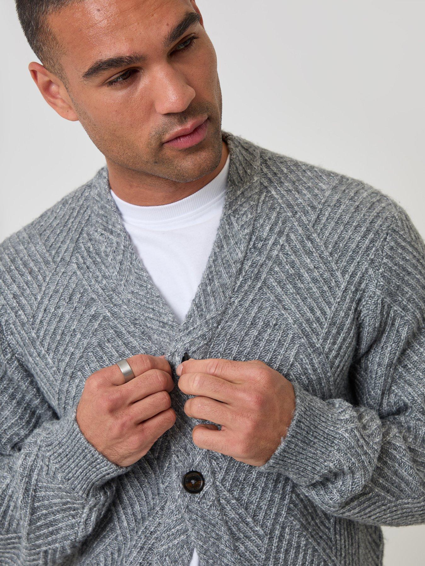 Image 4 of 5 of Threadbare Mens Cardigan Meadow - Mid Grey Marl 5gg