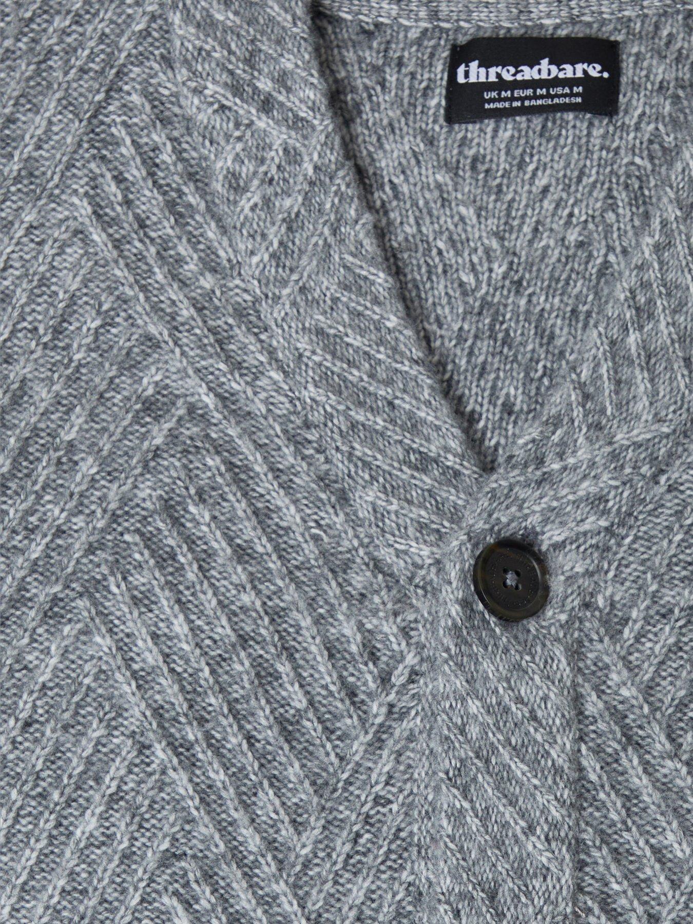 Image 5 of 5 of Threadbare Mens Cardigan Meadow - Mid Grey Marl 5gg