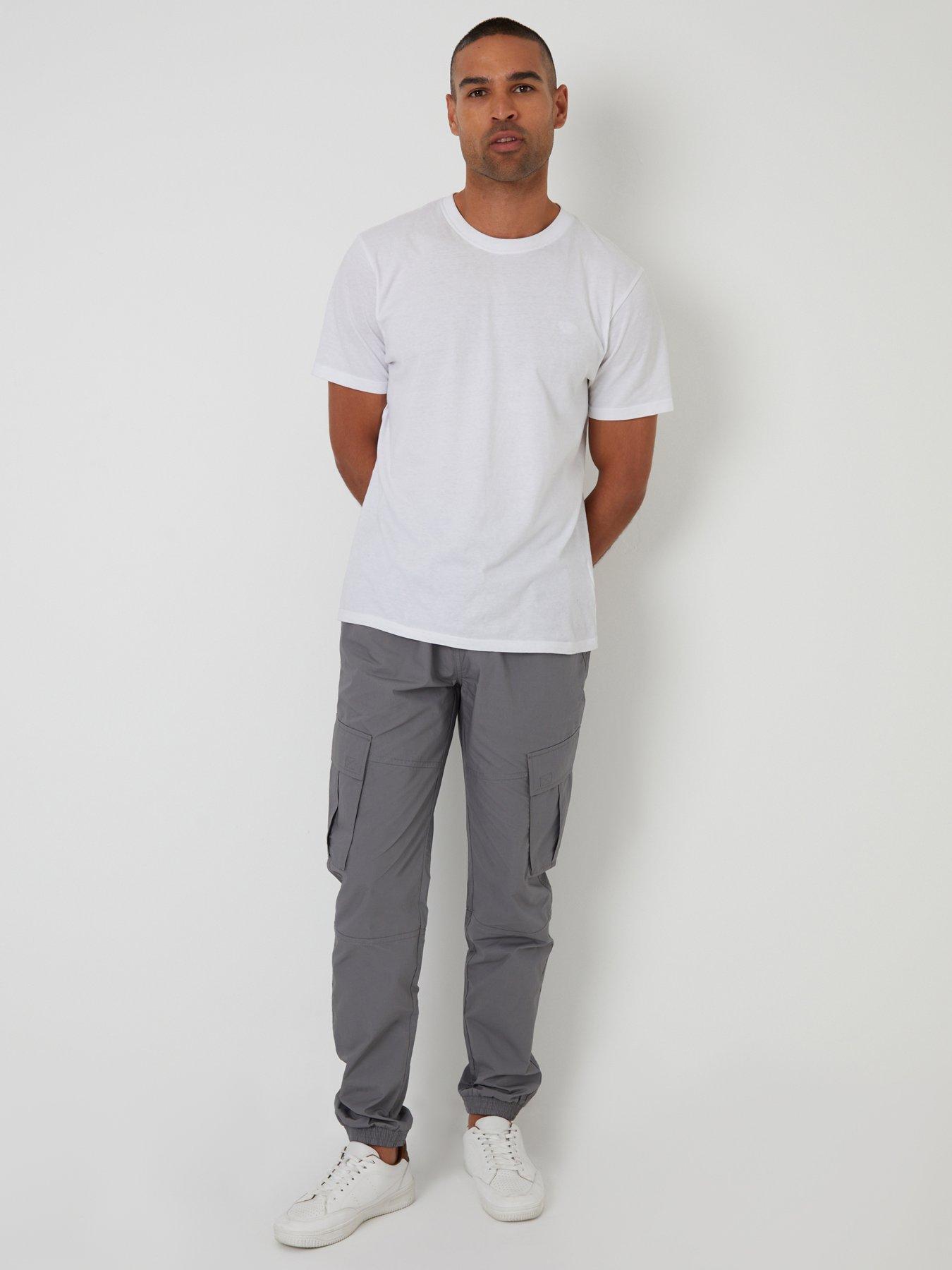 Image 3 of 4 of Threadbare Mens Prince Drawstring Waist Cargo Tapered Trousers - Grey