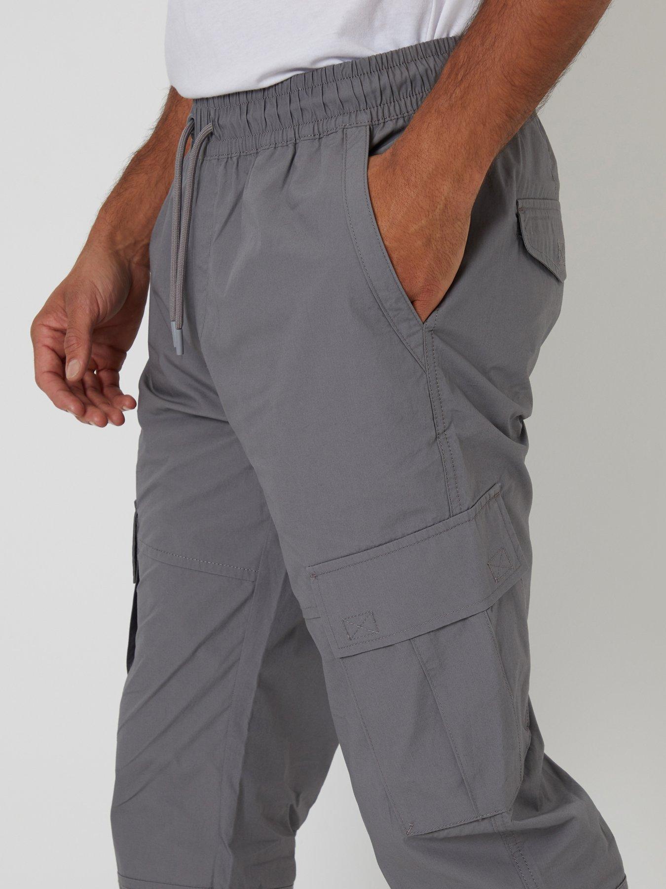 Image 4 of 4 of Threadbare Mens Prince Drawstring Waist Cargo Tapered Trousers - Grey