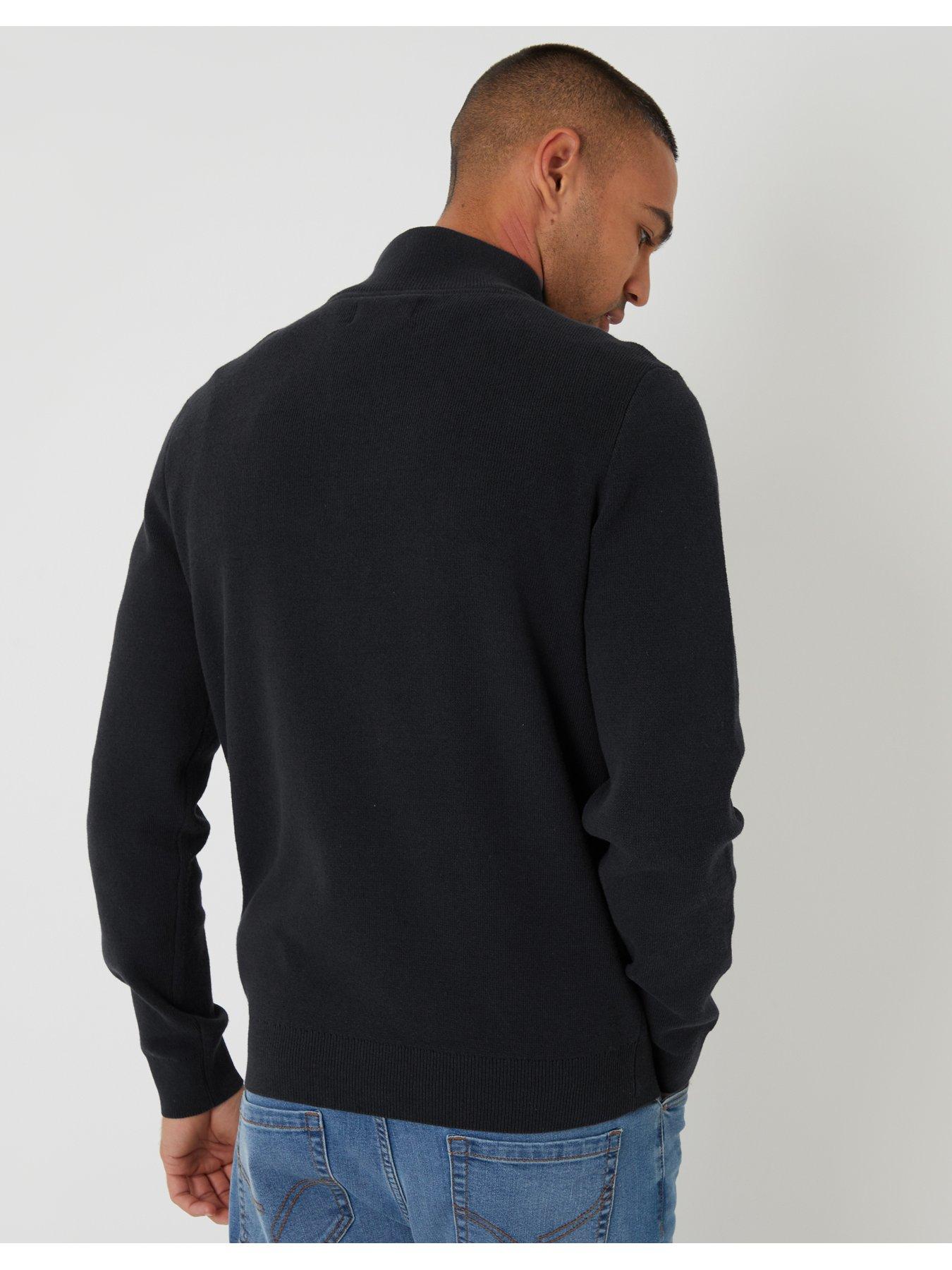 Image 2 of 6 of Threadbare Cotton Rich Quarter Zip Jumper In Black
