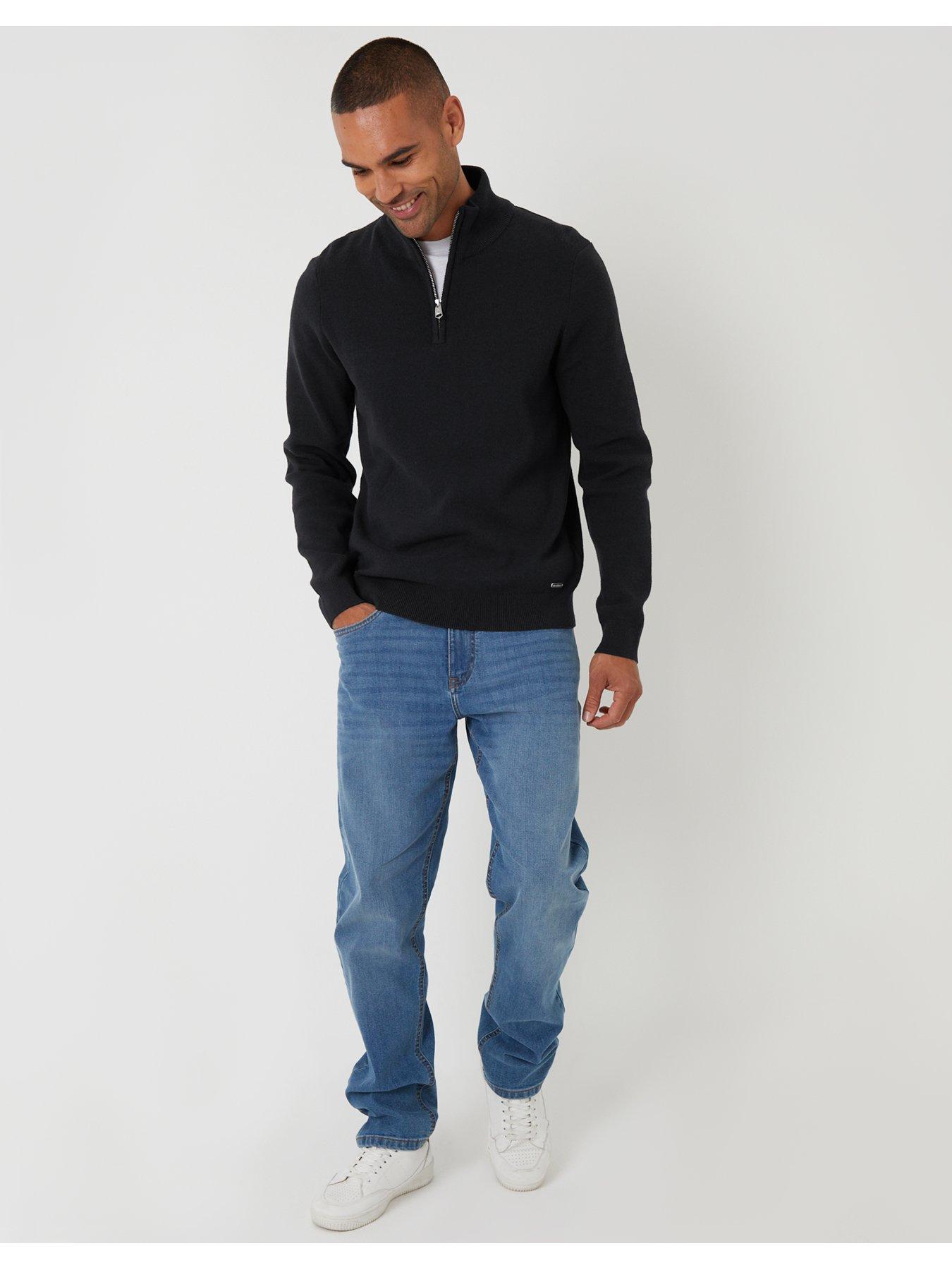 Image 3 of 6 of Threadbare Cotton Rich Quarter Zip Jumper In Black